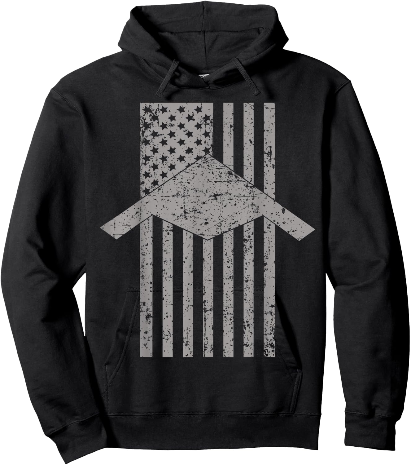 B-21 Raider Stealth Bomber Patriotic Vintage American Flag Hoodie - Hoodie | Black