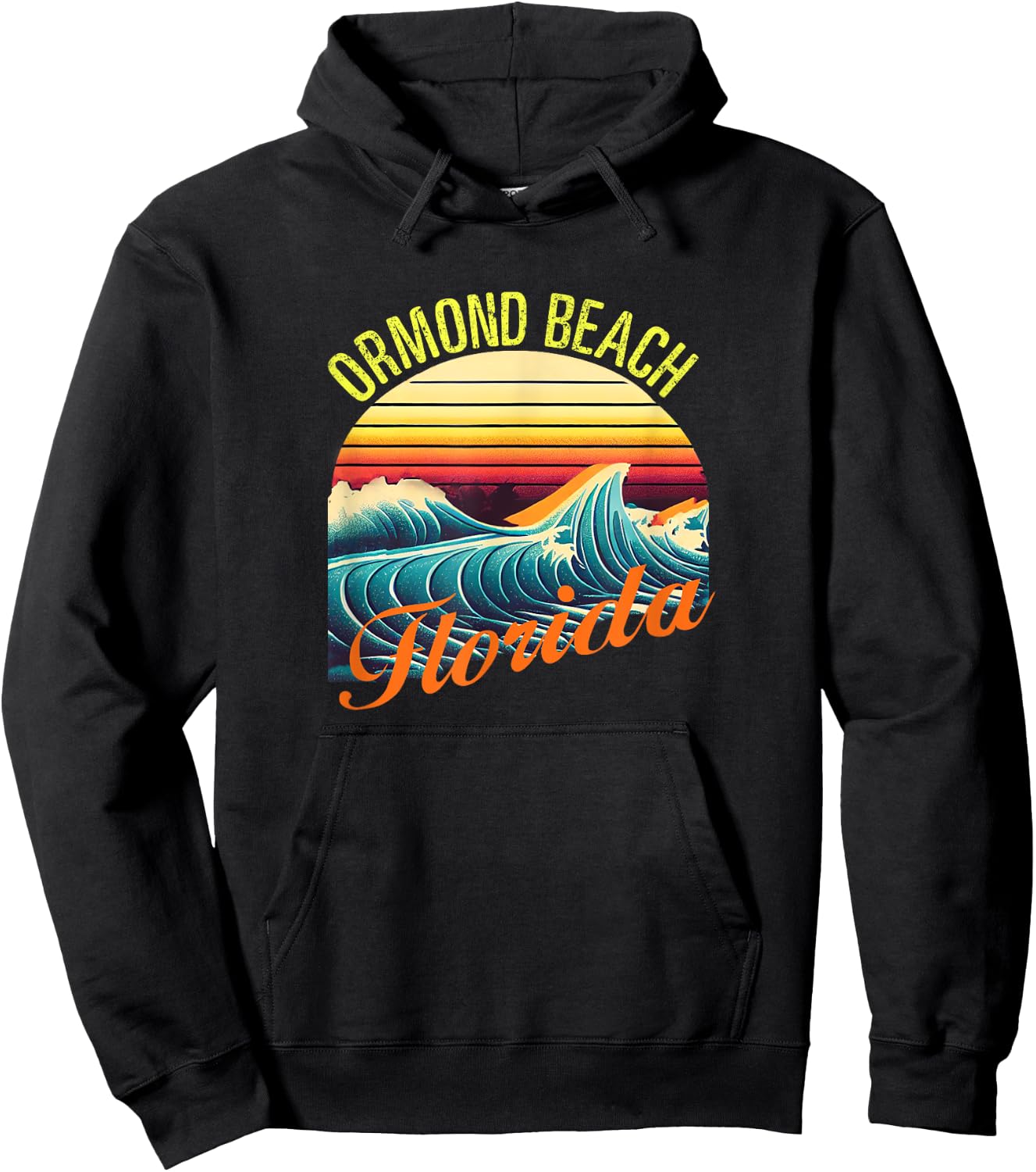 Ormond Beach Retro Surf Apparel & Beachwear, Ormond Beach Hoodie - Hoodie | Black