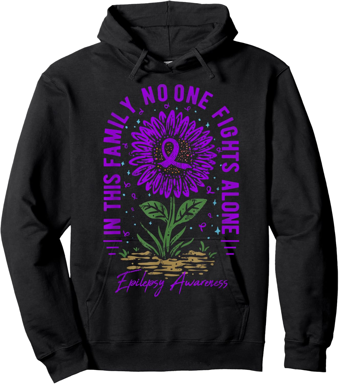 In This Family No One Fight Alone Epilepsy Awareness Hoodie - Hoodie | Black