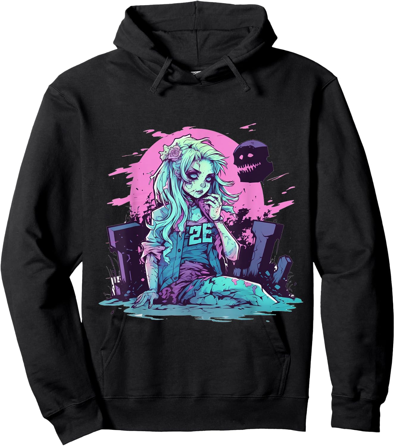 Anime Girl Zombie Halloween Costume Manga Otaku Women Kids Hoodie - Hoodie | Black
