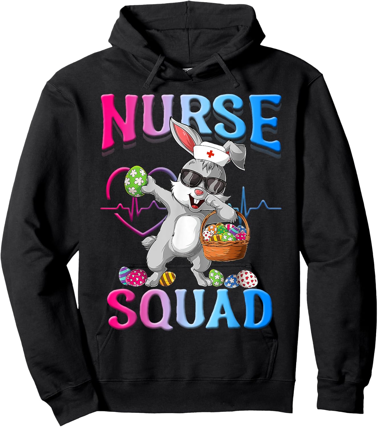 Cute Nurse Squad Easter Bunny Hoodie - Hoodie | Black
