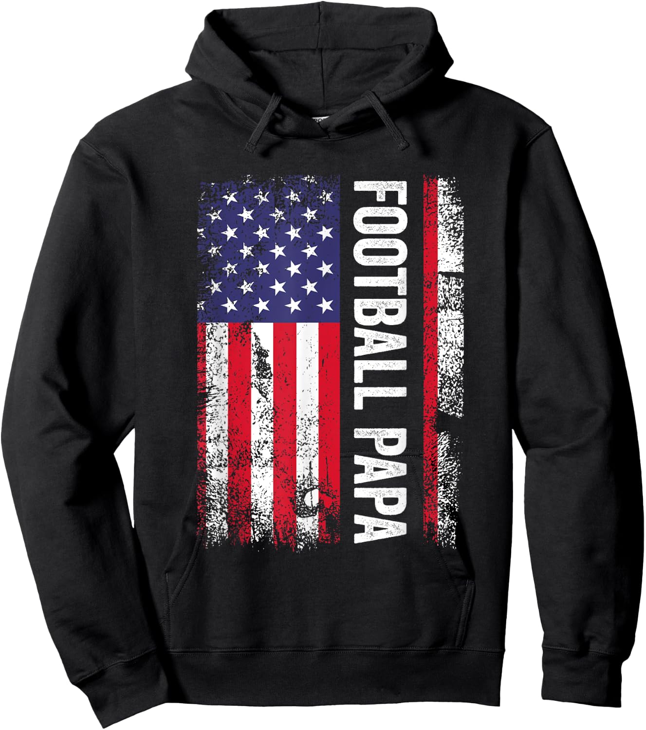 Football Papa American Flag USA Patriotic Hoodie - Hoodie | Black