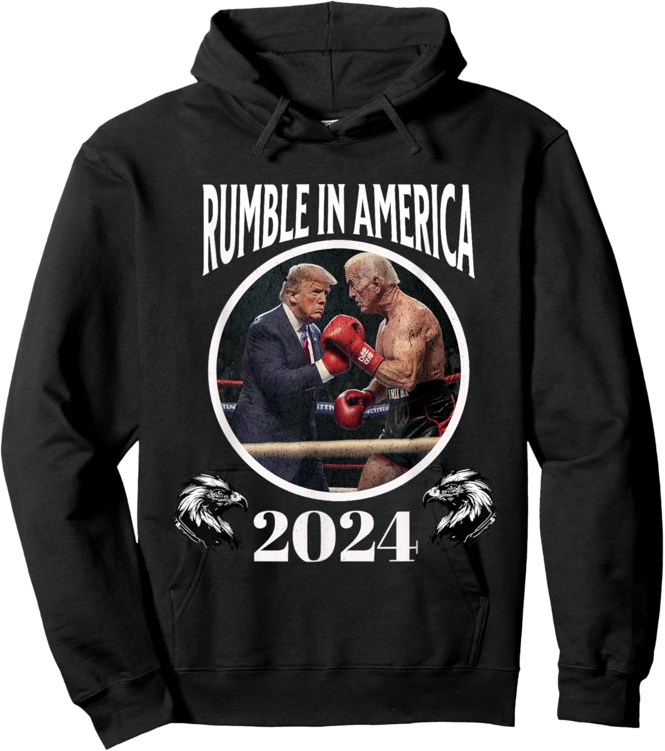 Rumble in America 2024 Boxing Presidents Funny Men and Women Hoodie - Hoodie | Black