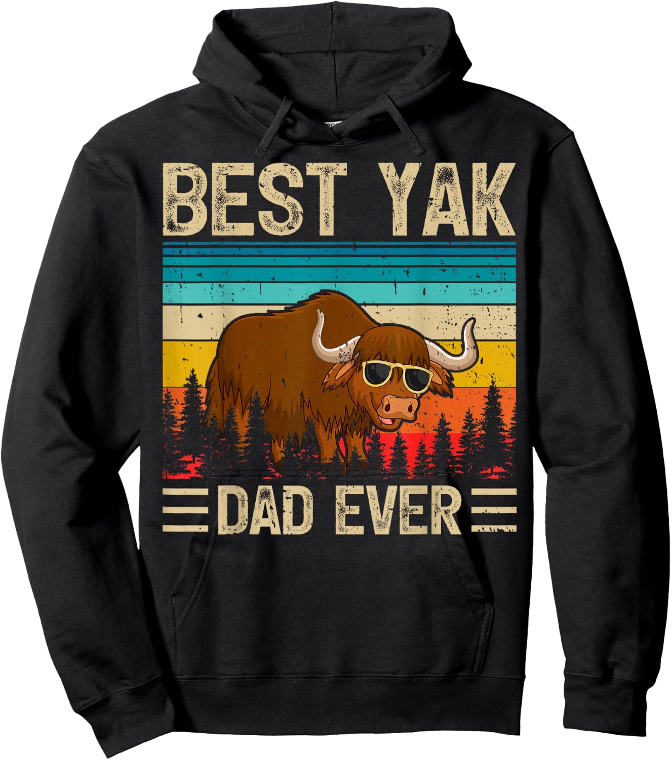 Yak Vintage Funny Best Yak Dad Ever Father's Day Hoodie - Hoodie | Black