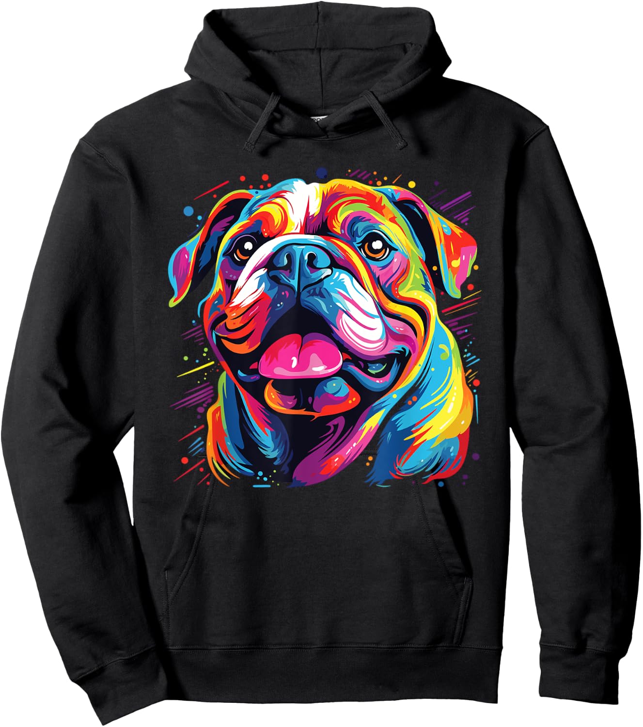 Watercolor Colorful Bulldog Dogs Women Kids Hoodie - Hoodie | Black