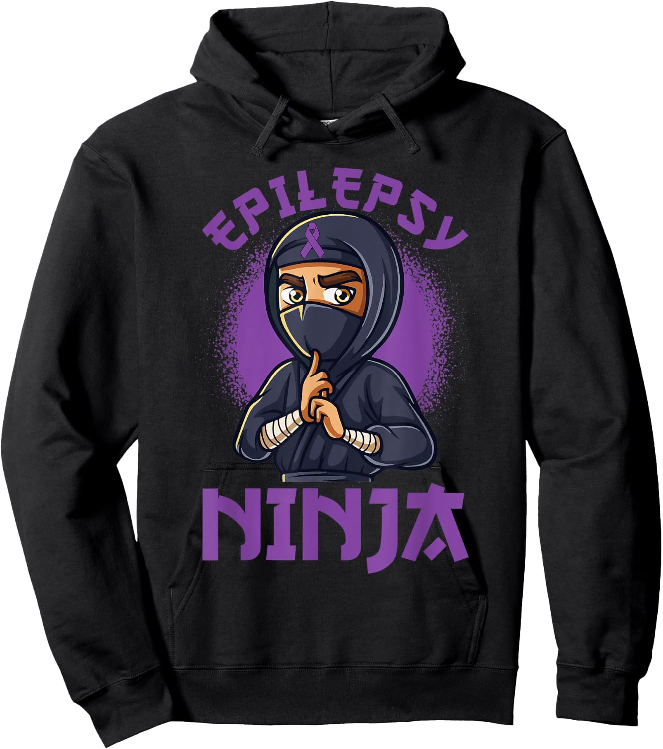Epilepsy Ninja Purple Ribbon Epileptic Awareness Women Men Hoodie - Hoodie | Black