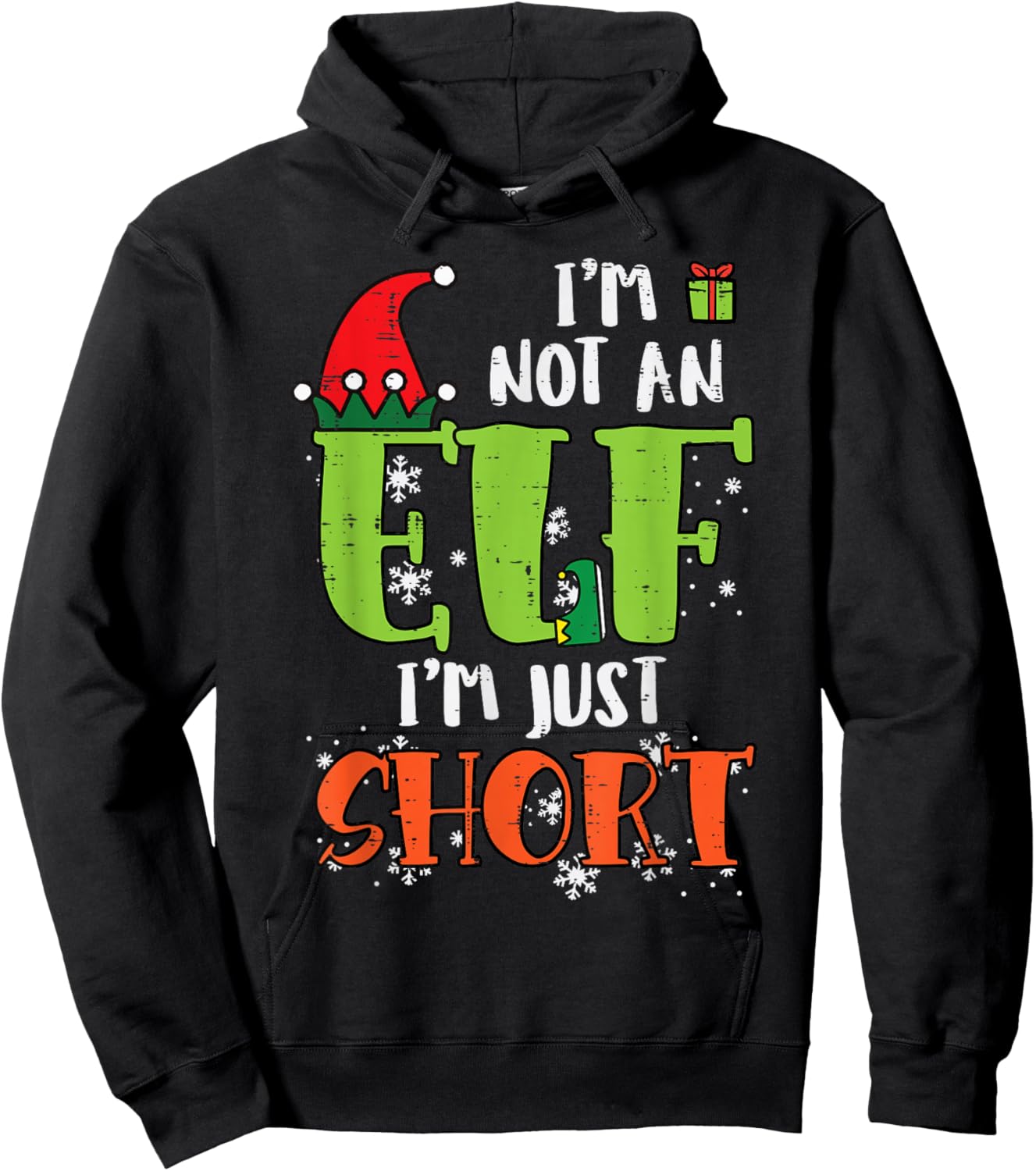 Im Not An Elf Just Short Funny Christmas Xmas Men Women Kids Hoodie - Hoodie | Black