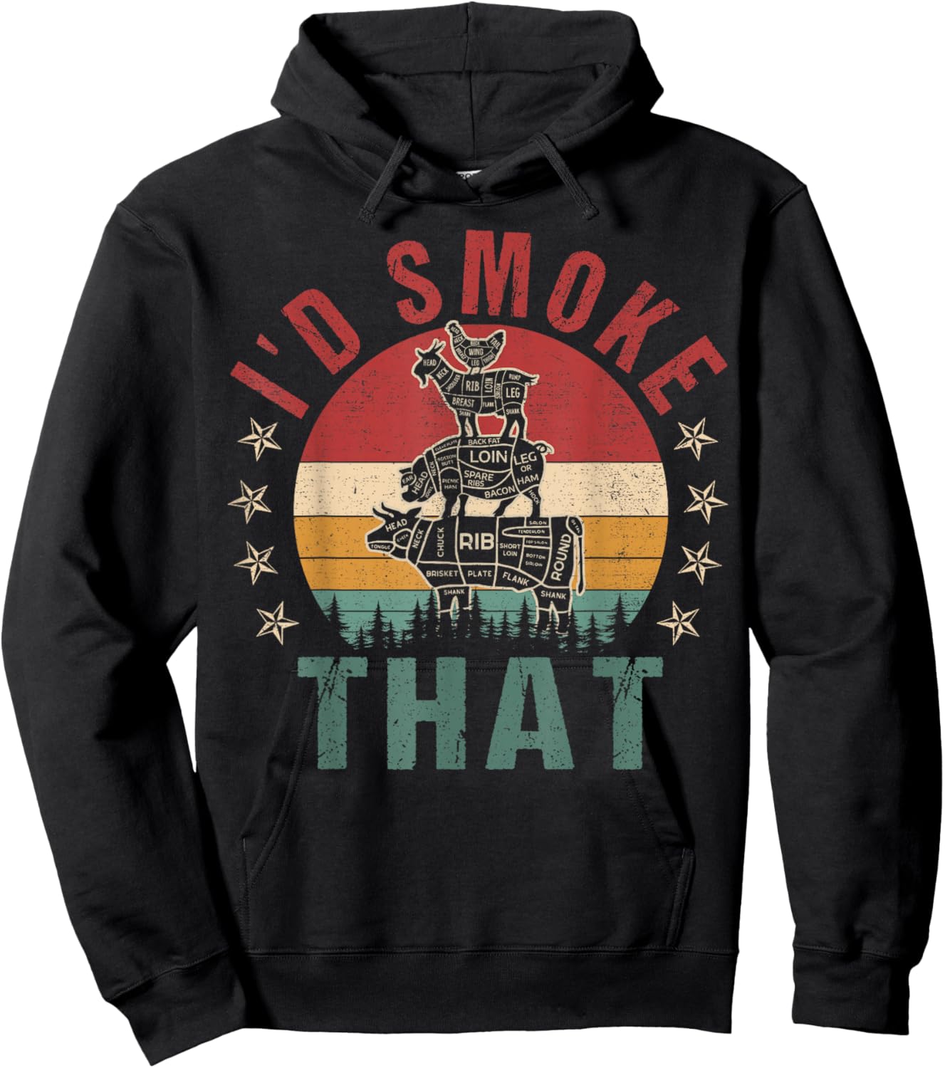 Funny I'd Smoke That BBQ Shirt Chef Men Women Gift Grilling Hoodie - Hoodie | Black