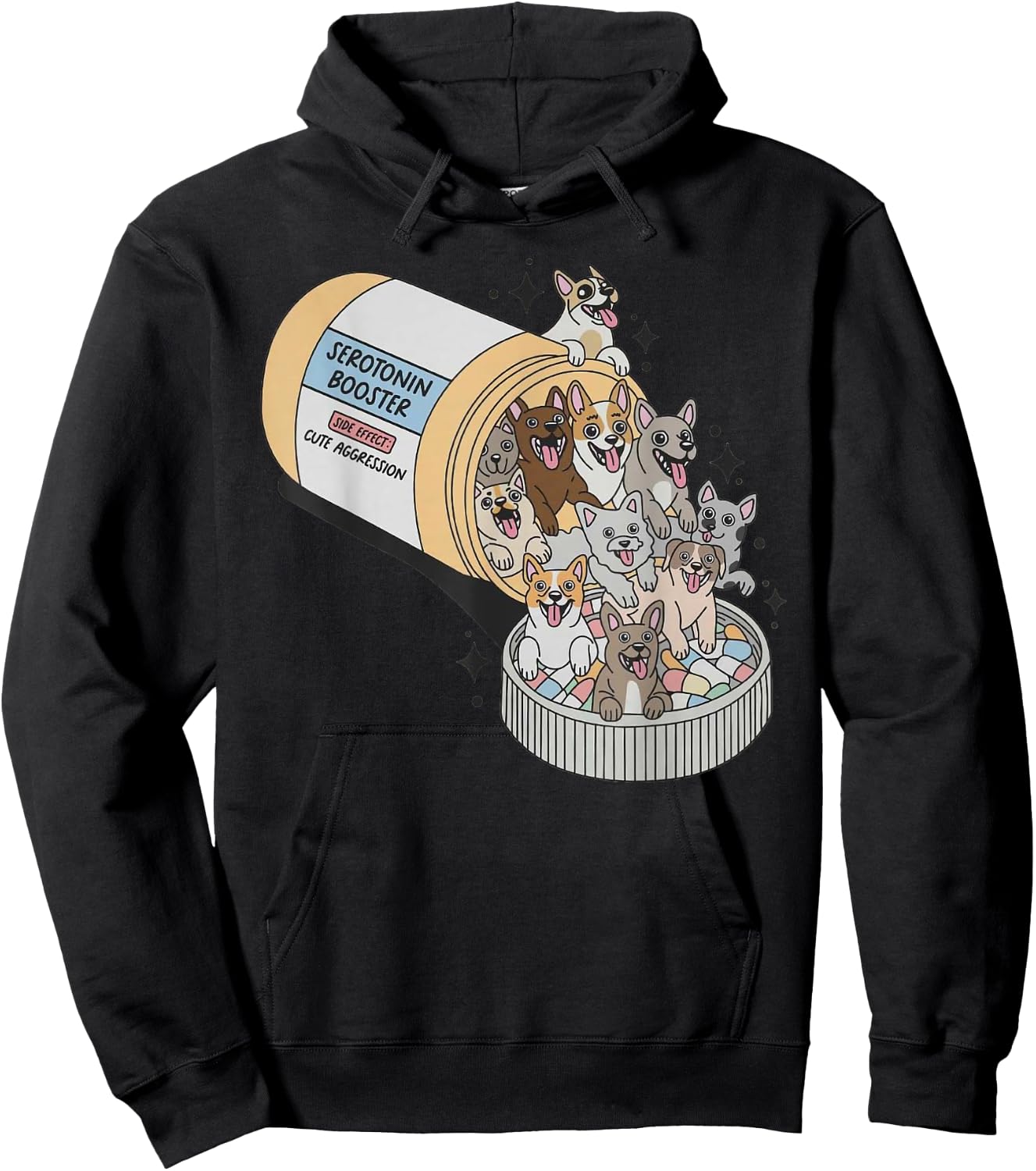 Serotonin Booster Dogs - Side Effect Cute Aggression Funny Hoodie - Hoodie | Black