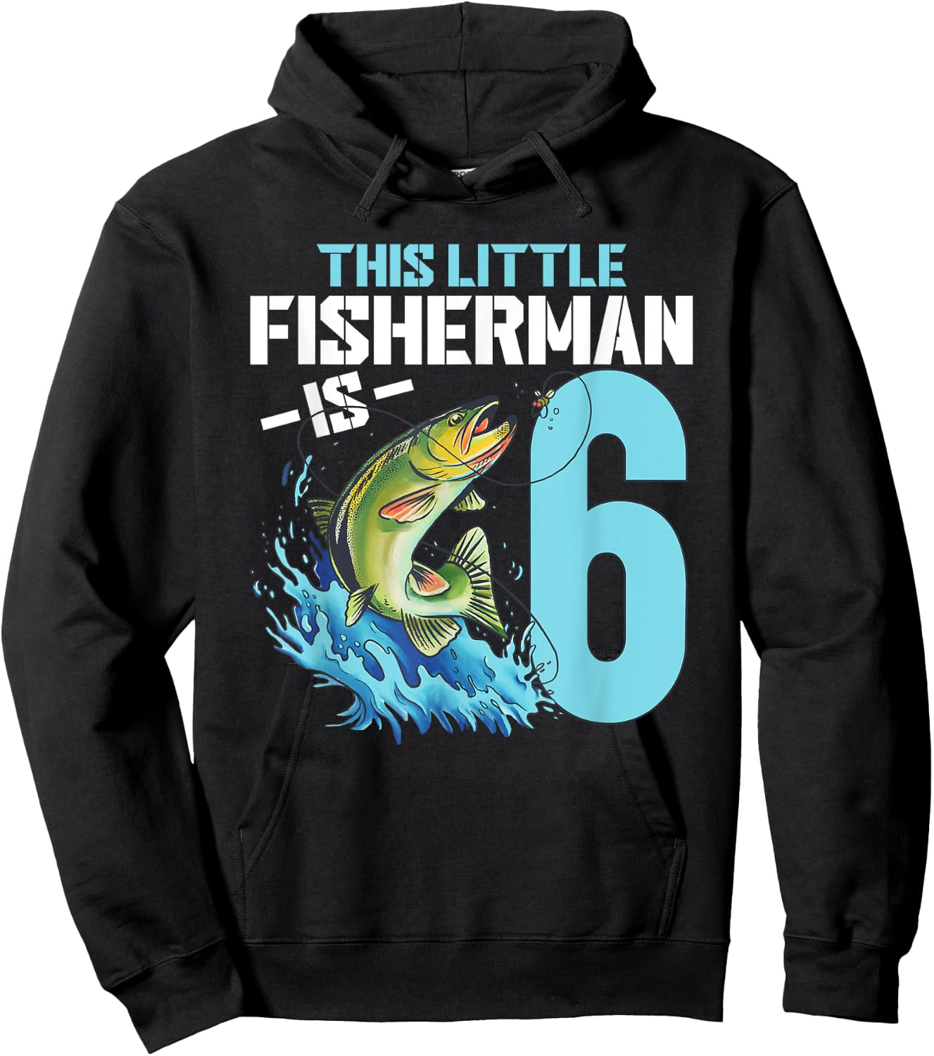 Boys Fishing Birthday Shirt 6 Year Old Boy Fisherman Kids Hoodie - Hoodie | Black