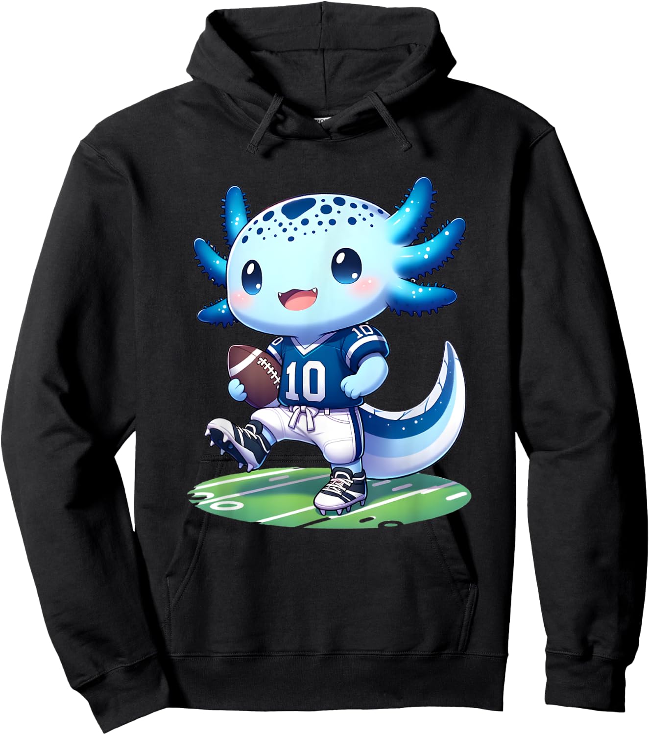 Funny axolotl football player boys girls Hoodie - Hoodie | Black