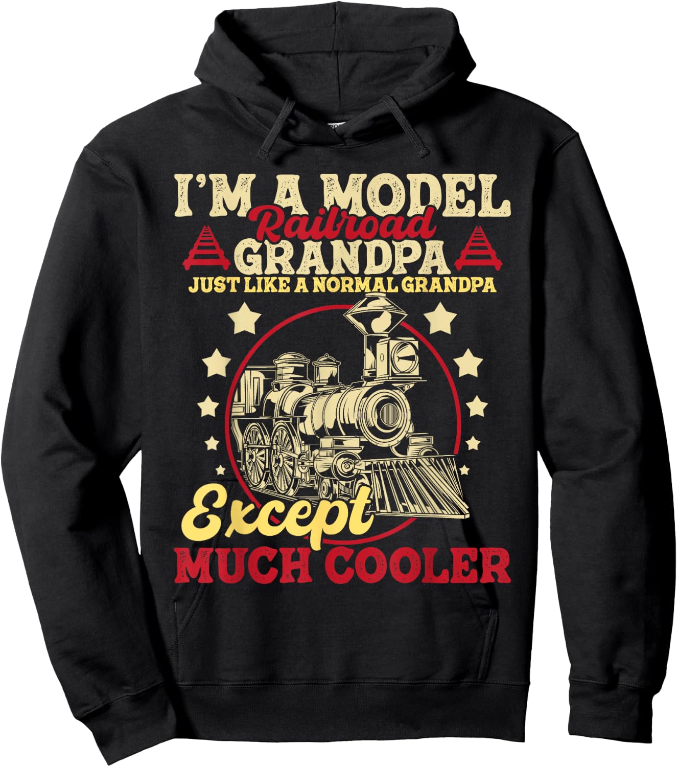 I'm A Model Railroad Grandpa - Grandparent Model Train Lover Hoodie - Hoodie | Black