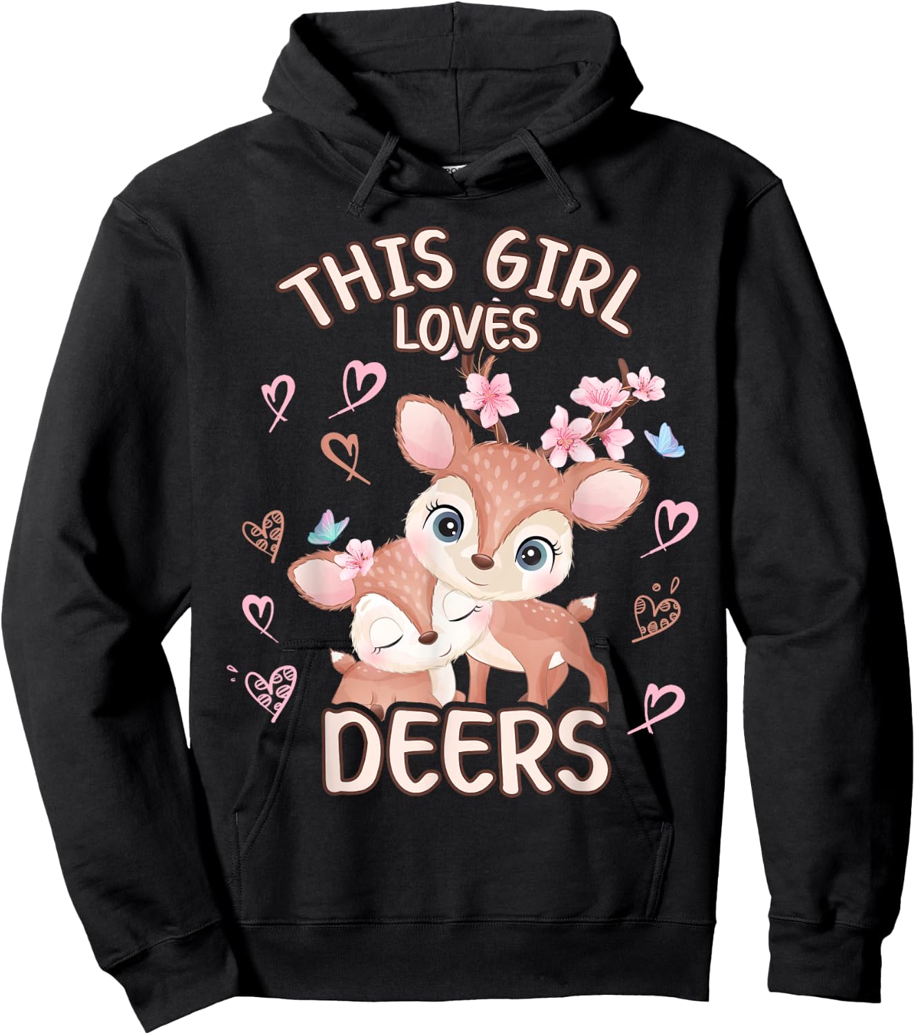 This Girls Loves Deers Teen Girls Fawn Hoodie - Hoodie | Black