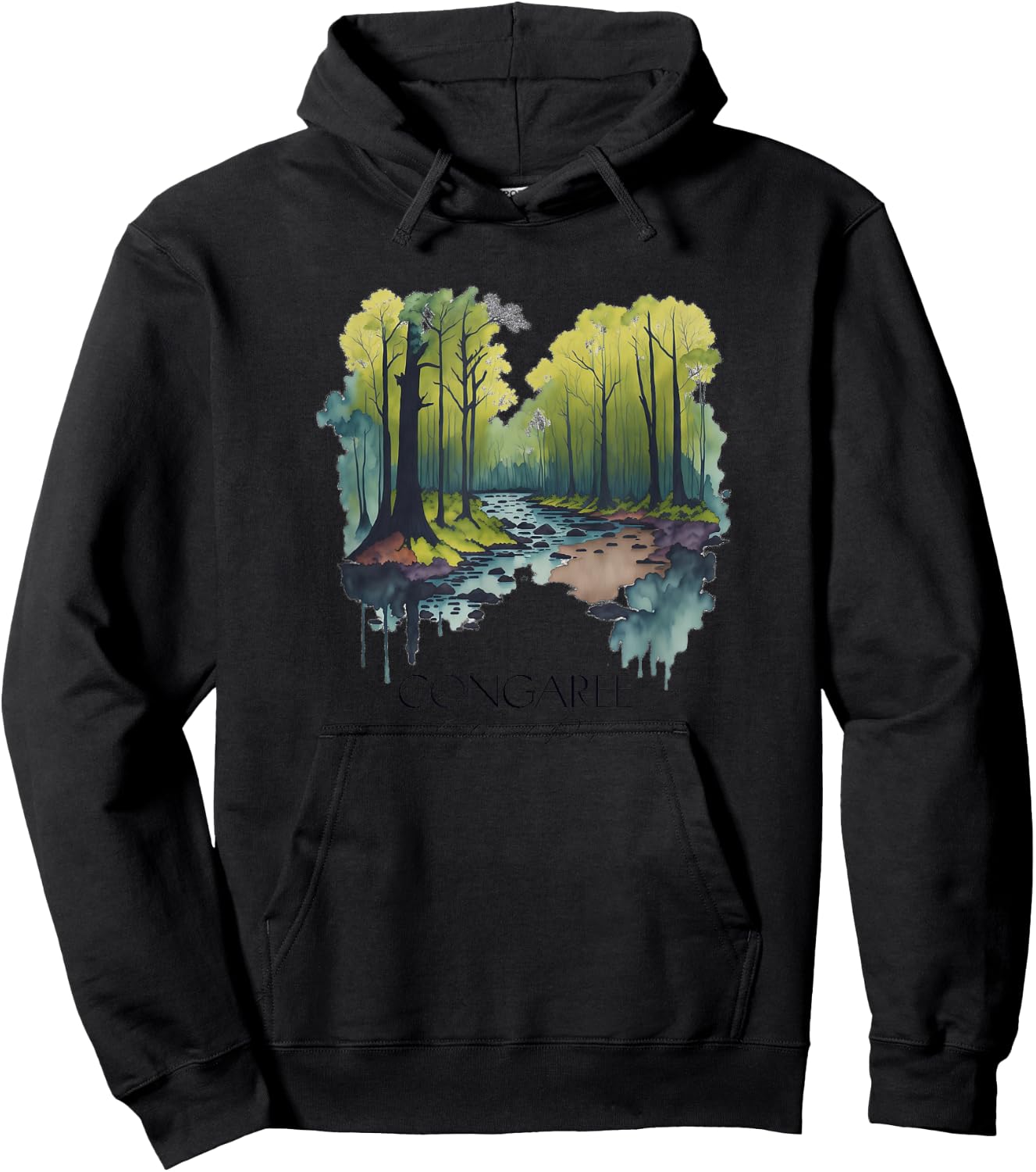 Cool Congaree National Park Hiking Watercolor Graphic Hoodie - Hoodie | Black