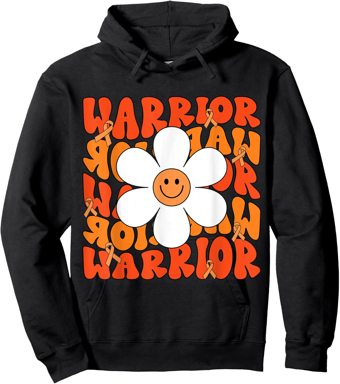 Leukemia Cancer Orange Ribbon Leukemia Cancer Warrior Hoodie - Hoodie | Black