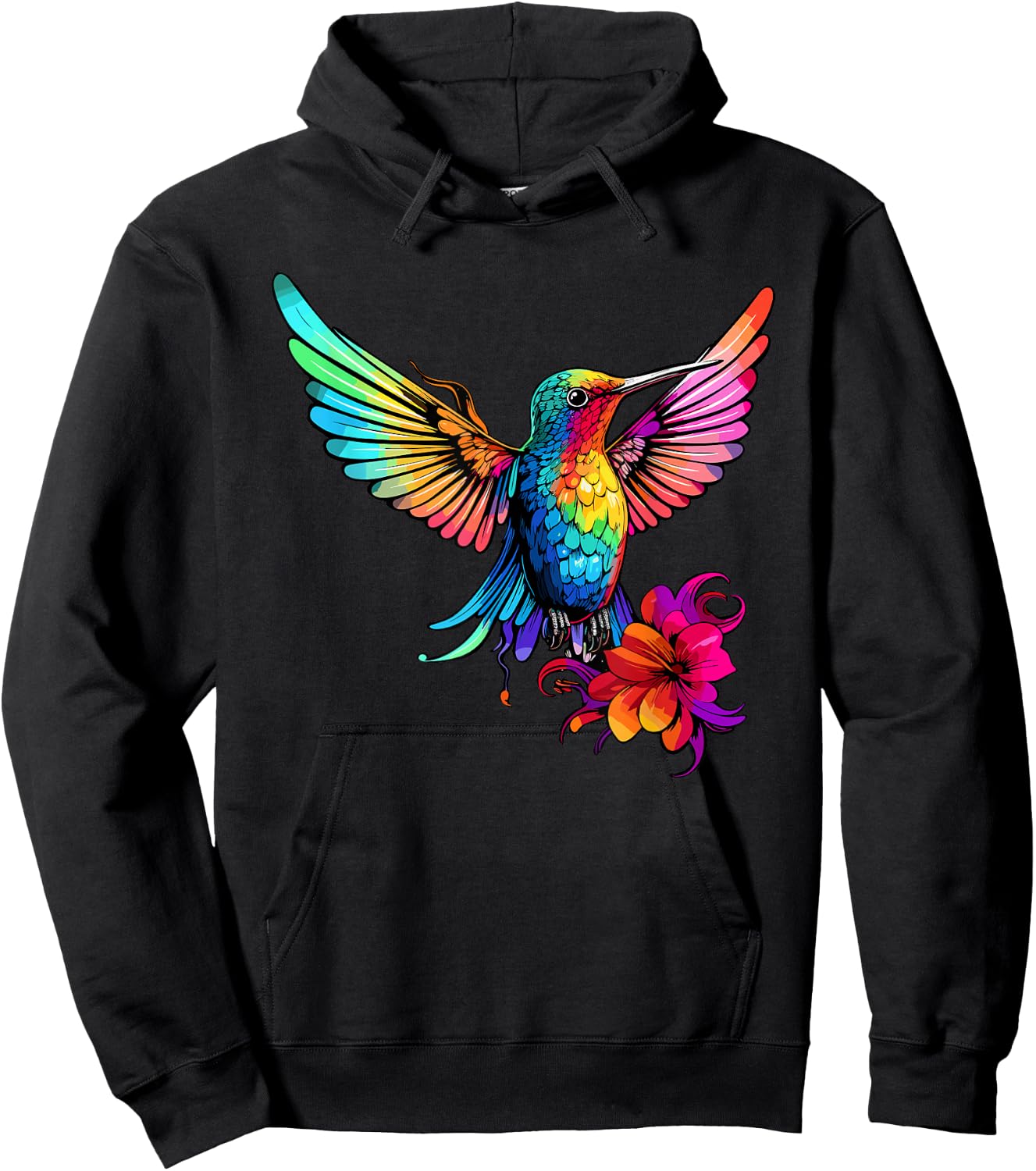 Colorful Hummingbird Art Tie-Dye Bird Watching Hoodie - Hoodie | Black