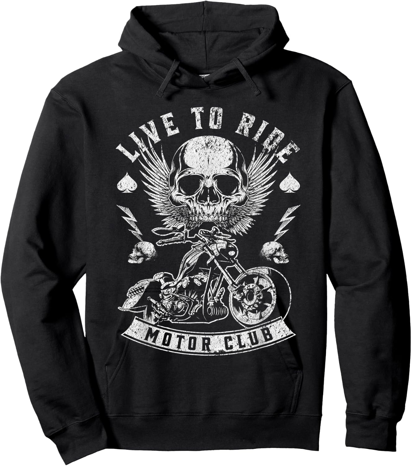 Live To Ride Motor Club Motorcycle Riding Vintage Graphic Hoodie - Hoodie | Black