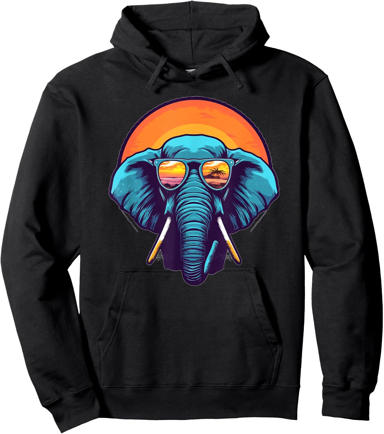 Funny looking Elephant with Sunglasses Hoodie - Hoodie | Black