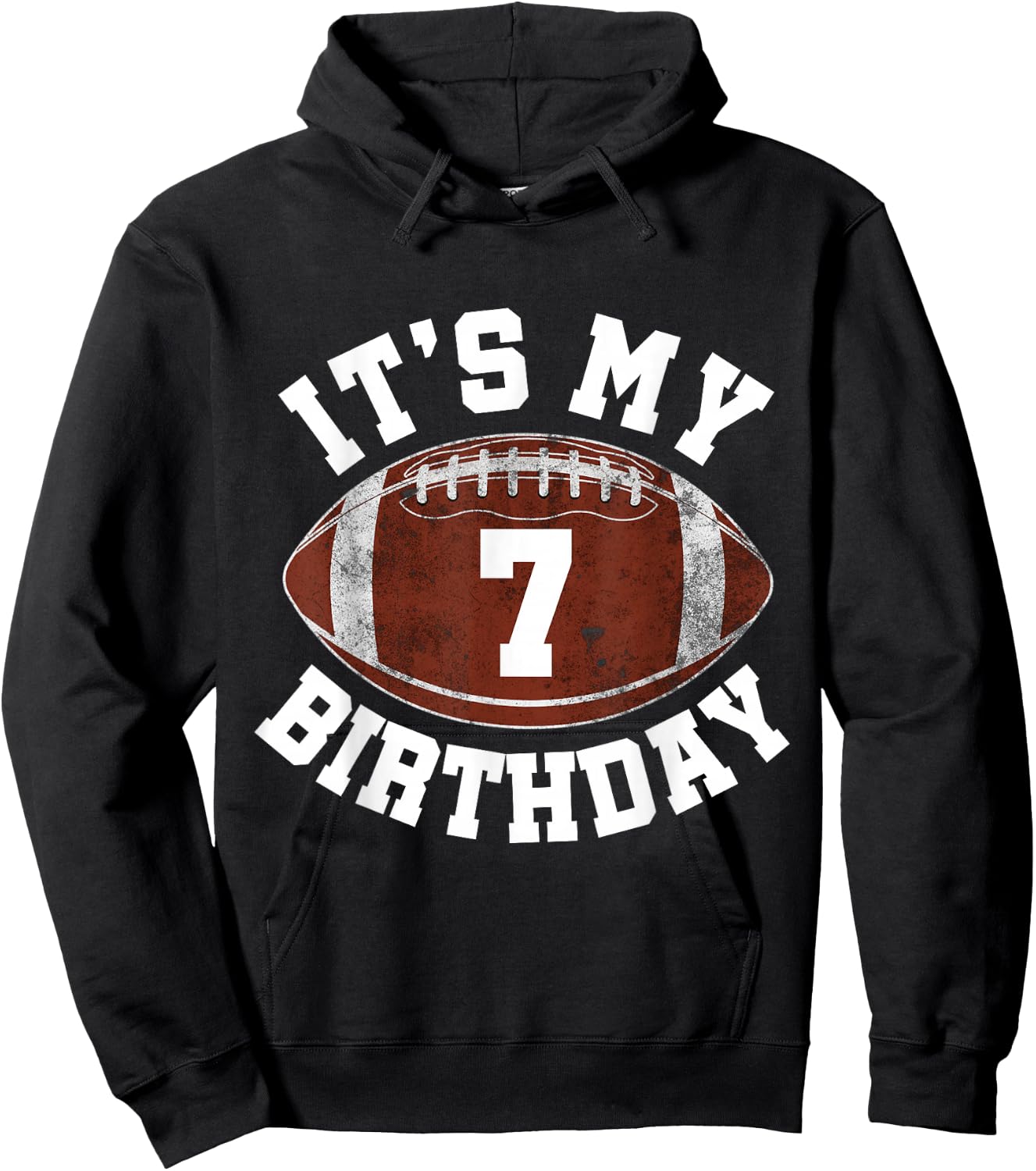 It's My 7th Birthday Boy 7 Year Old Football Player Kids Hoodie - Hoodie | Black