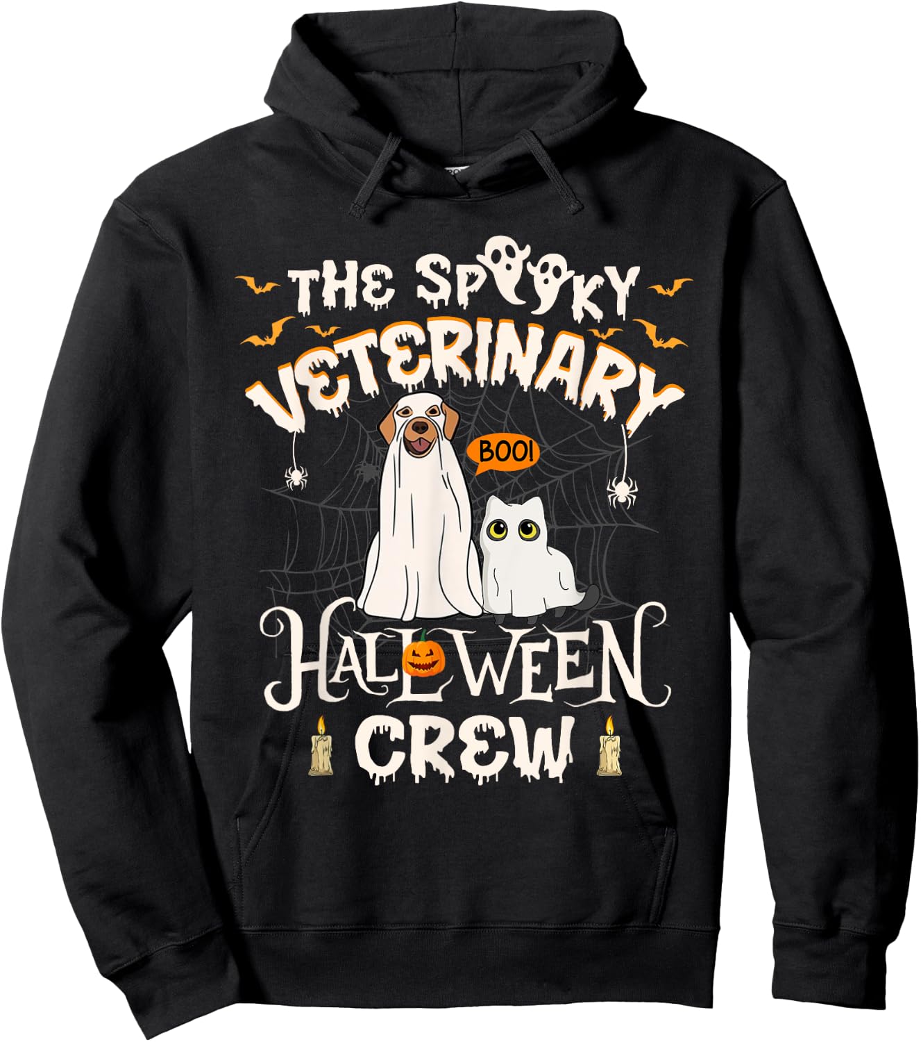 Funny Ghost The Spooky Veterinary Halloween Crew Vet Tech Hoodie - Hoodie | Black