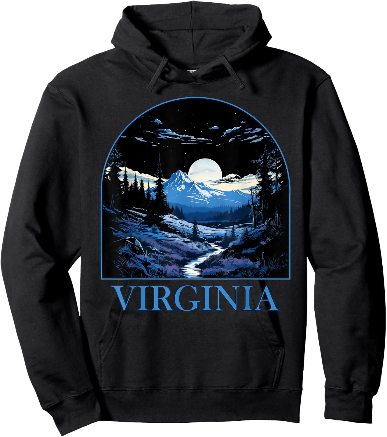VIRGINIA VA Mountain State Pride and Mountains Hoodie - Hoodie | Black