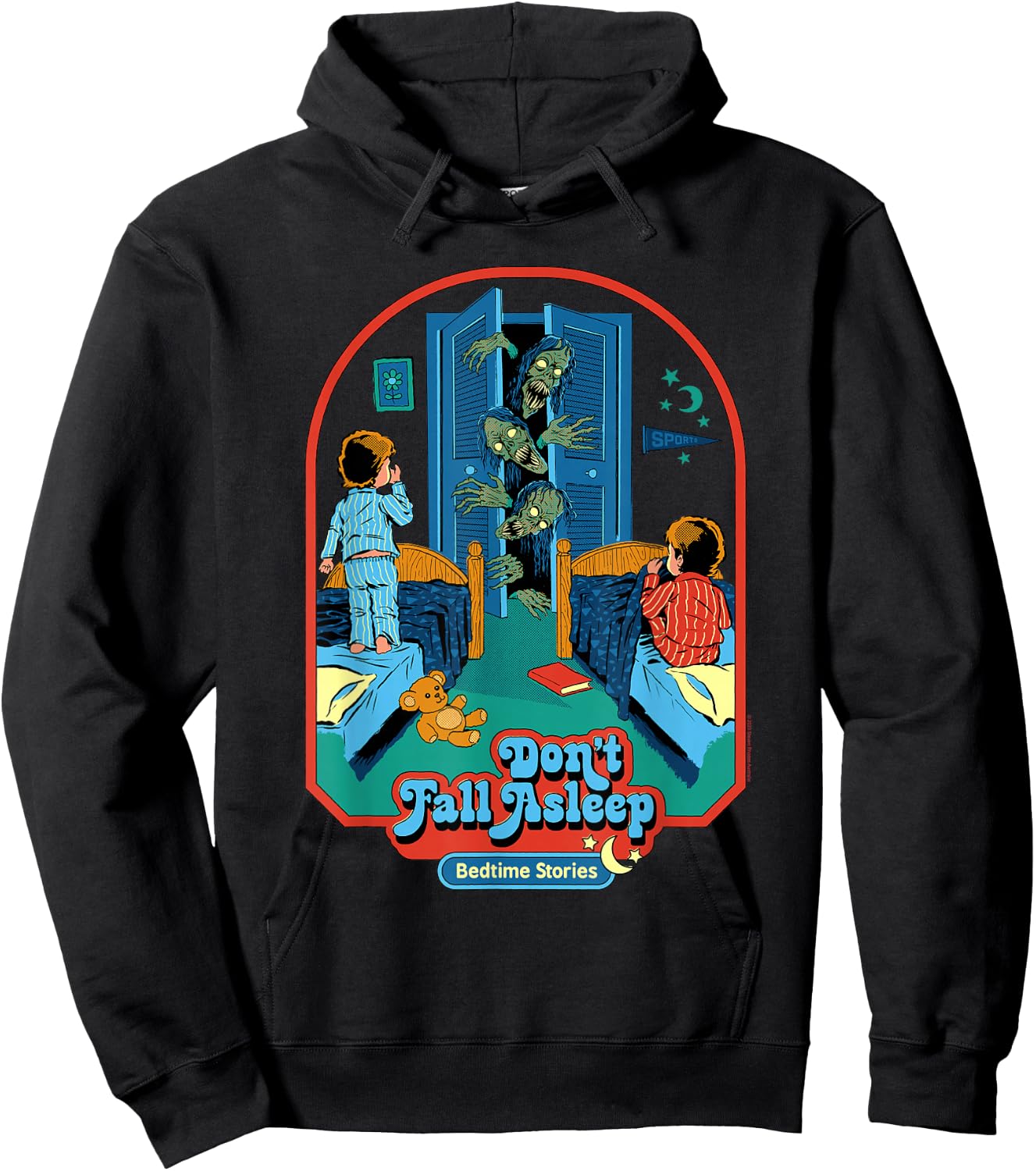 Steven Rhodes Don't Fall Asleep Stories Retro Dark Humor Hoodie - Hoodie | Black