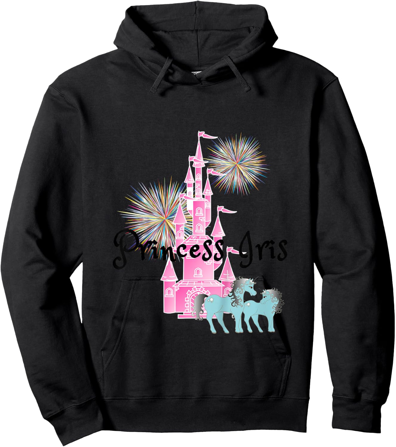 Kids Princess Iris Name Girls Personalized Custom Hoodie - Hoodie | Black