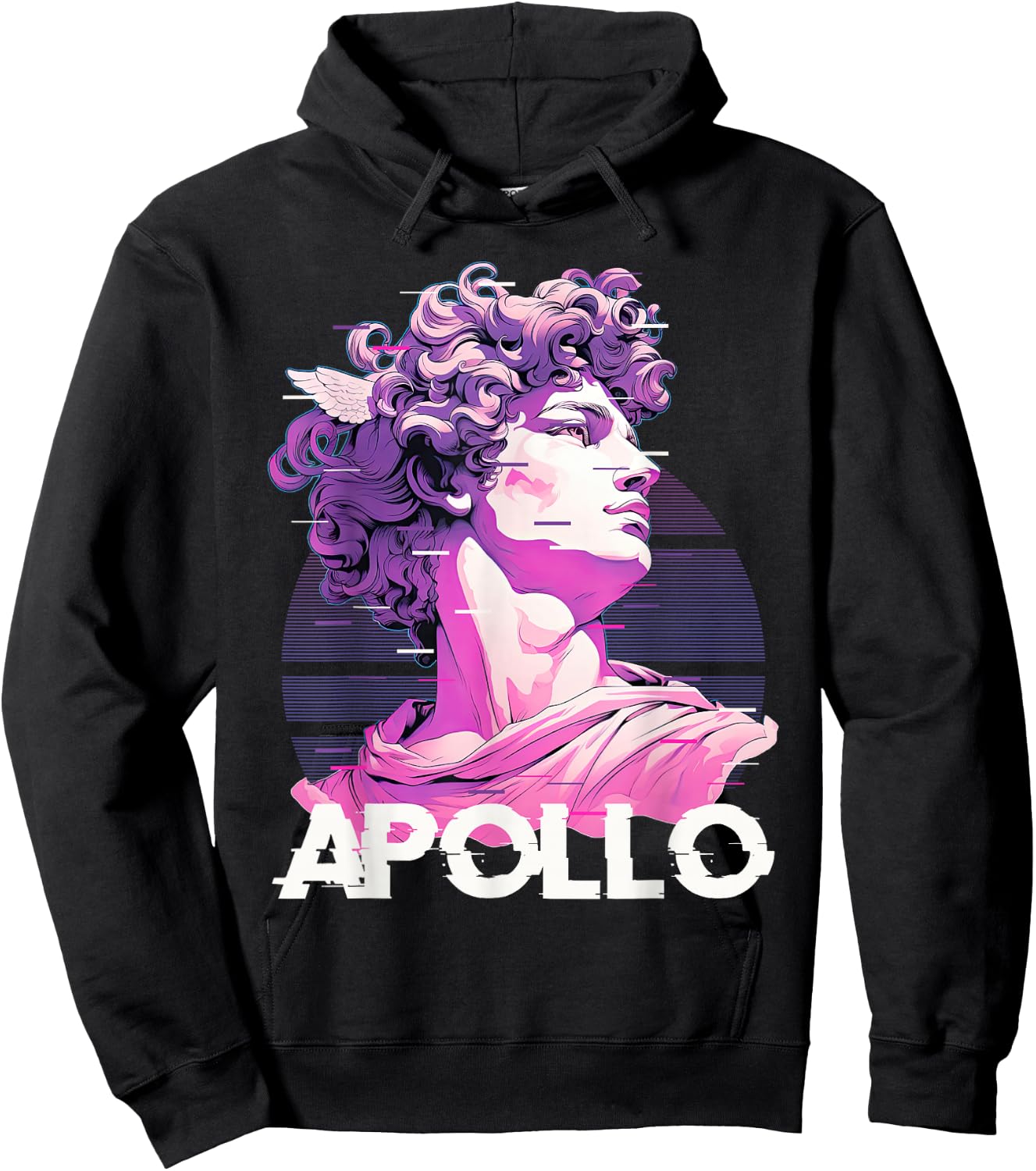 Apollo Greece God Glitch Aesthetic Greek Vaporwave Hoodie - Hoodie | Black