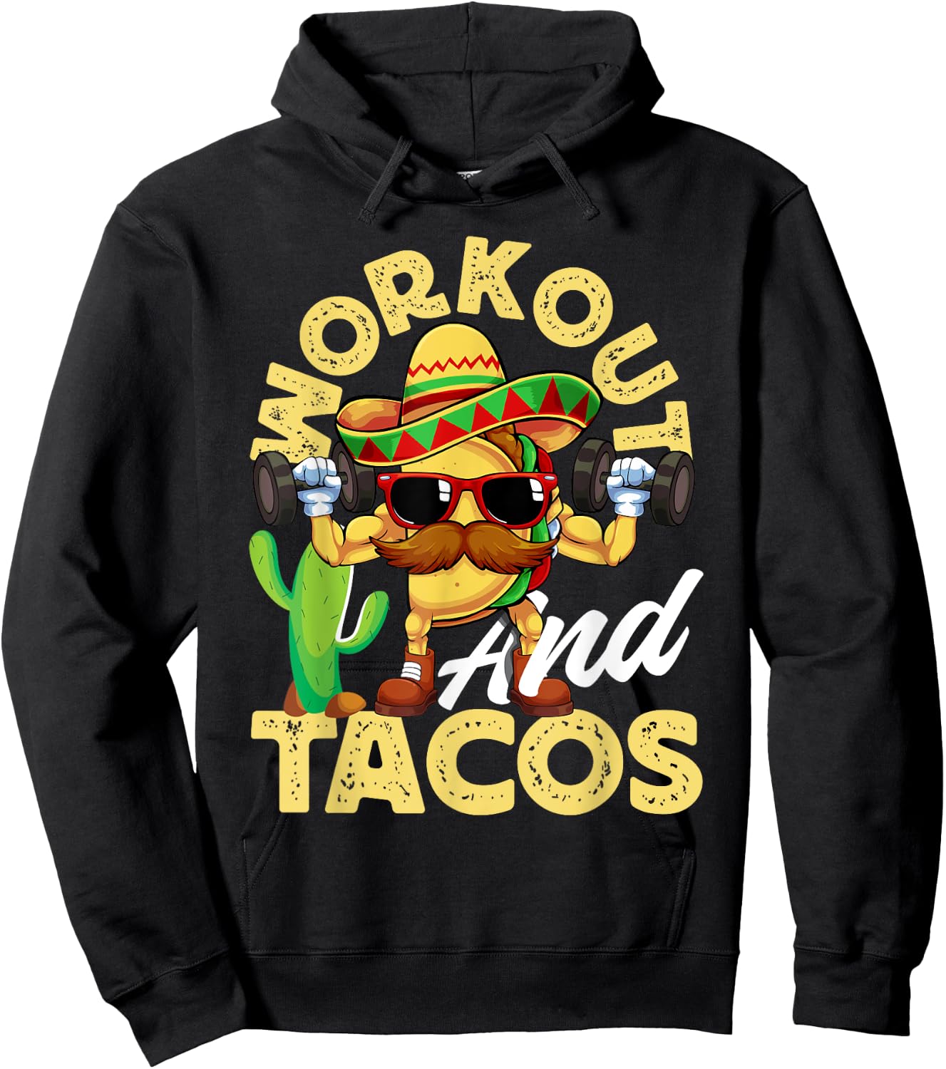 Workout and Tacos Funny Mexican Taco Gym Men Hoodie - Hoodie | Black