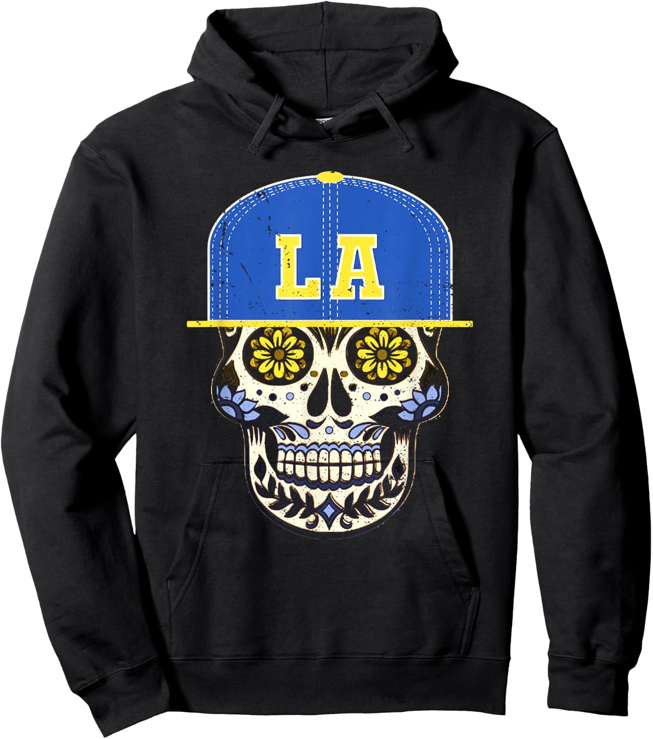 Los Angeles Sugar Skull Mexican Art Design Mexico Flag Hoodie - Hoodie | Black