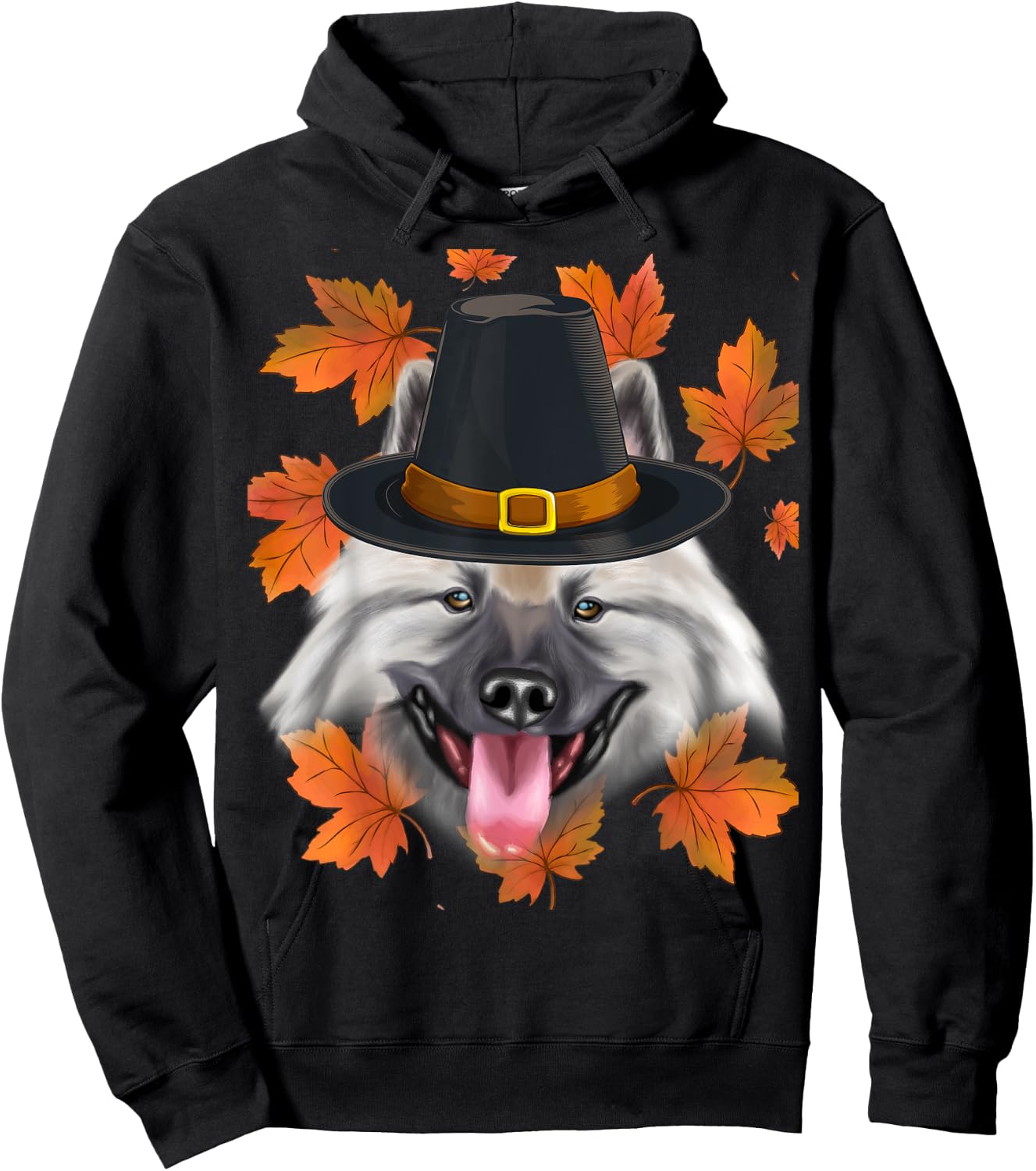 Fall Keeshond Pilgrim Thanksgiving Hoodie - Hoodie | Black