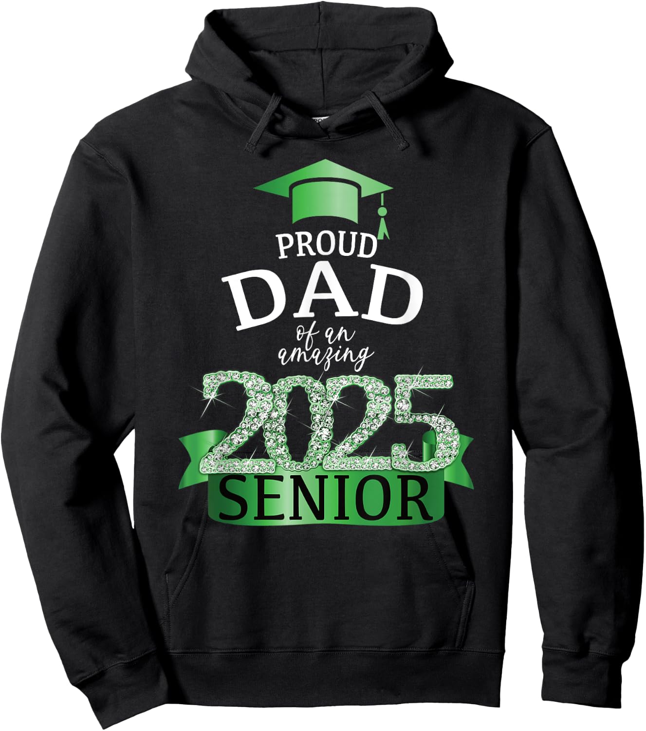 A Proud 2025 Senior Dad I Elegant Green Celebration Decor Hoodie - Hoodie | Black