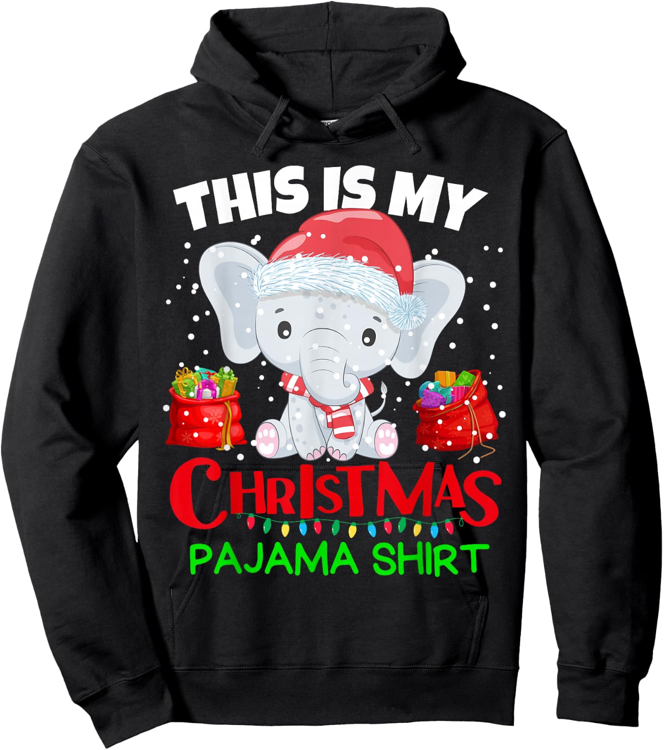 This is my Christmas Pajama Shirt baby elephant for kids Hoodie - Hoodie | Black