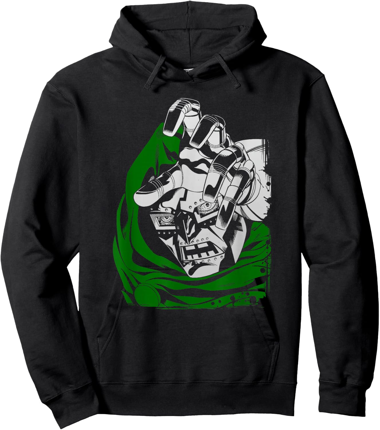 Marvel Fantastic Four Dr. Doom Big Face Portrait Distressed Hoodie - Hoodie | Black