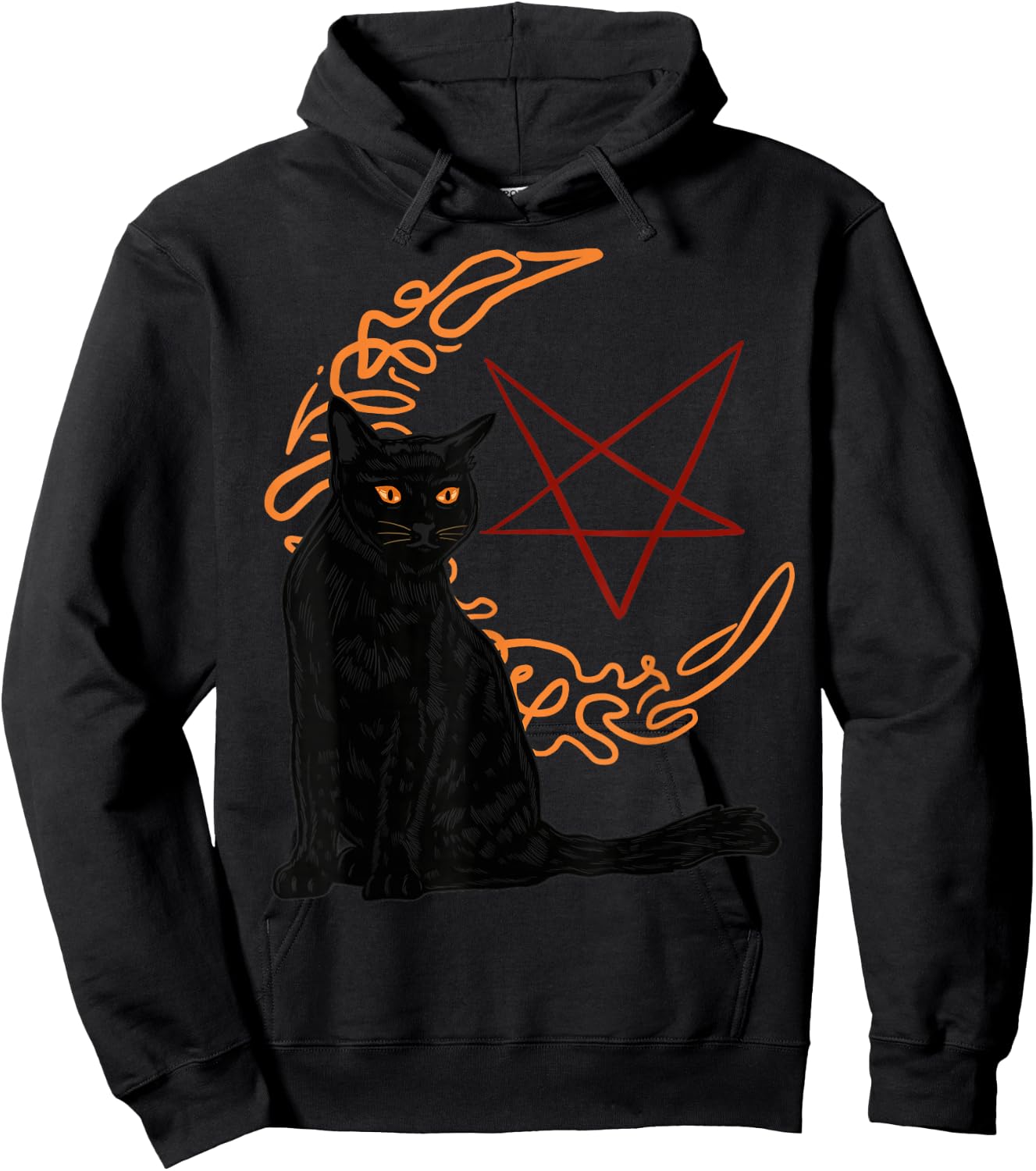 Crescent Moon Goth Pentagram Witch Bombay Cat Hoodie - Hoodie | Black