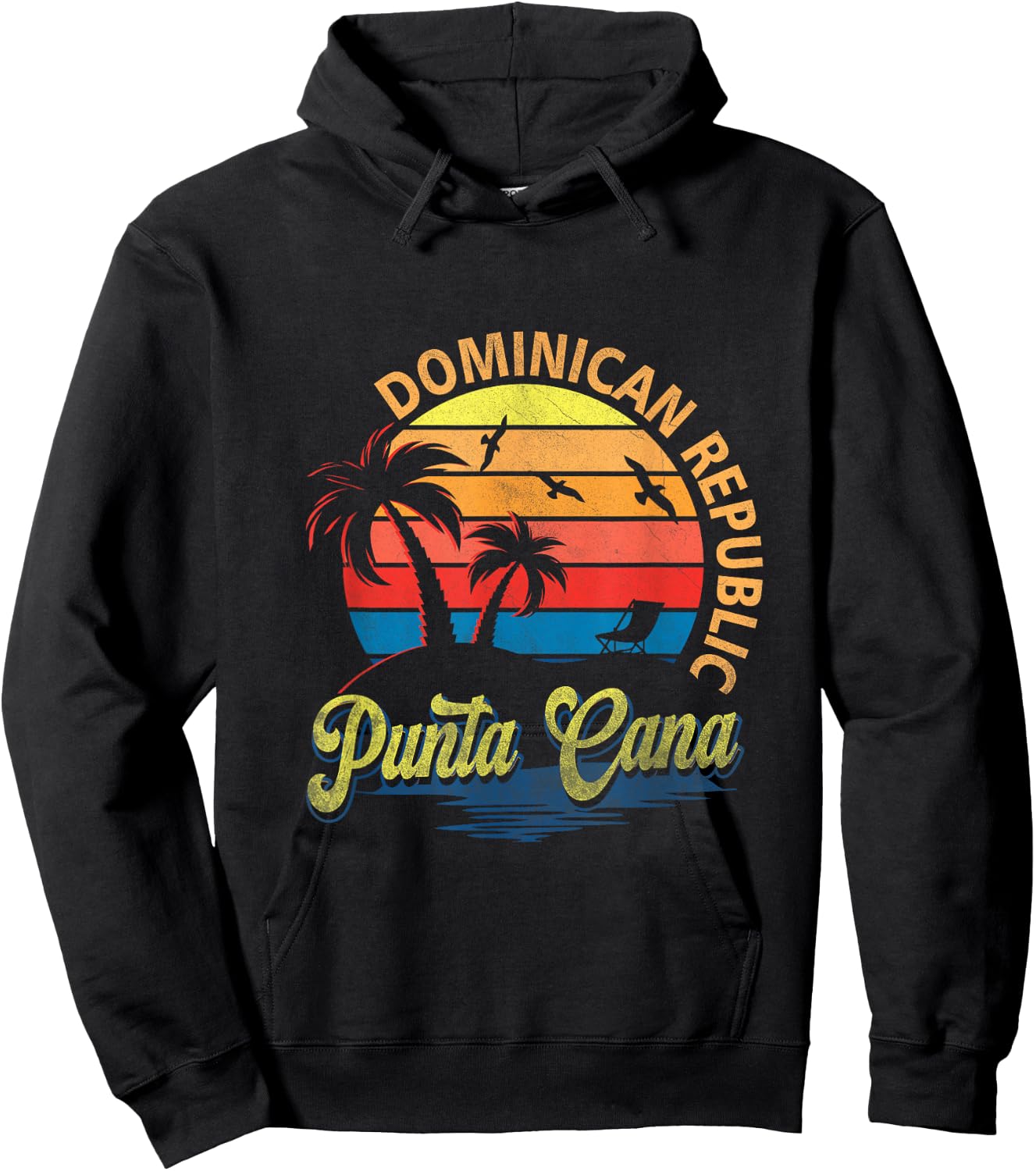 Sunset Punta Cana Beach Souvenir Dominican Republic Retro Hoodie - Hoodie | Black