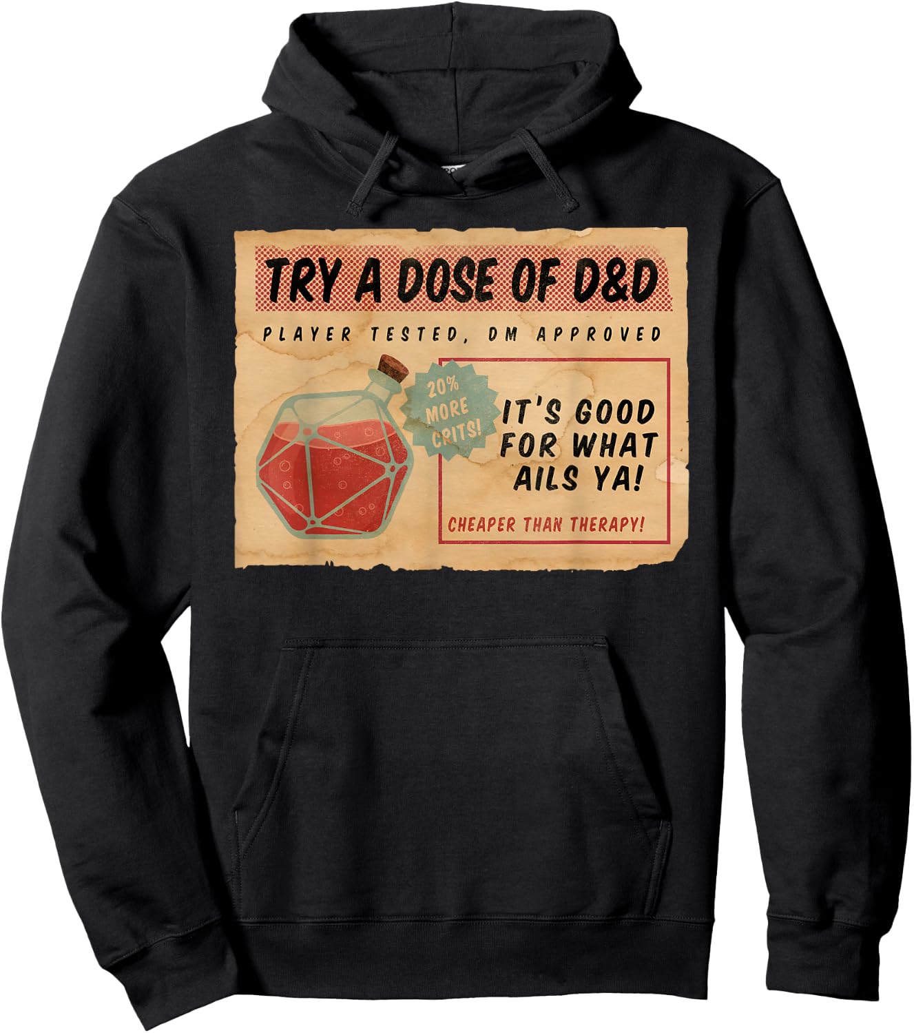 Vintage Ad D20 Healing Potion Hoodie - Hoodie | Black