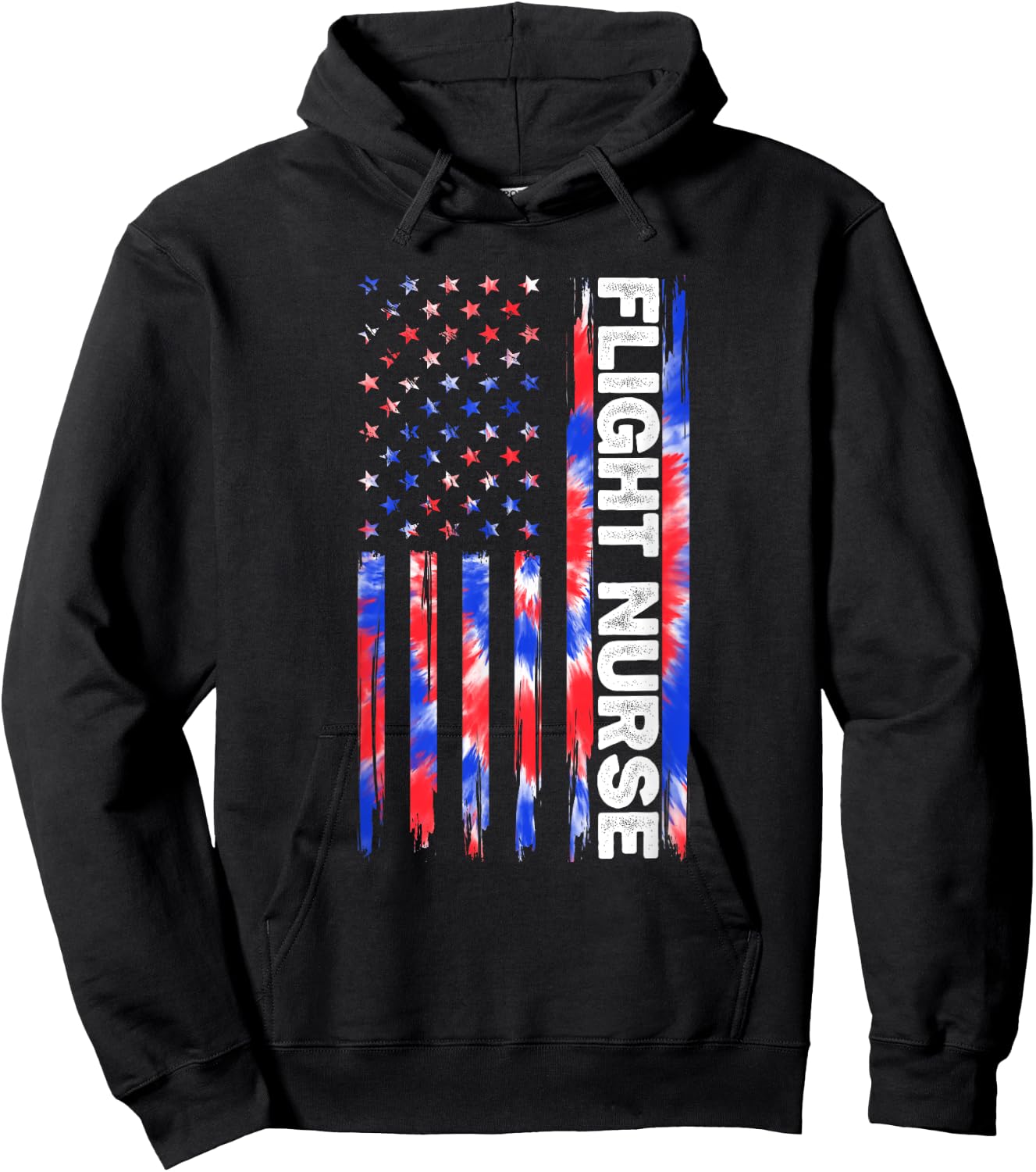 Flight Nurse Nursing Tie Dye American Flag 4th Of July Usa Hoodie - Hoodie | Black
