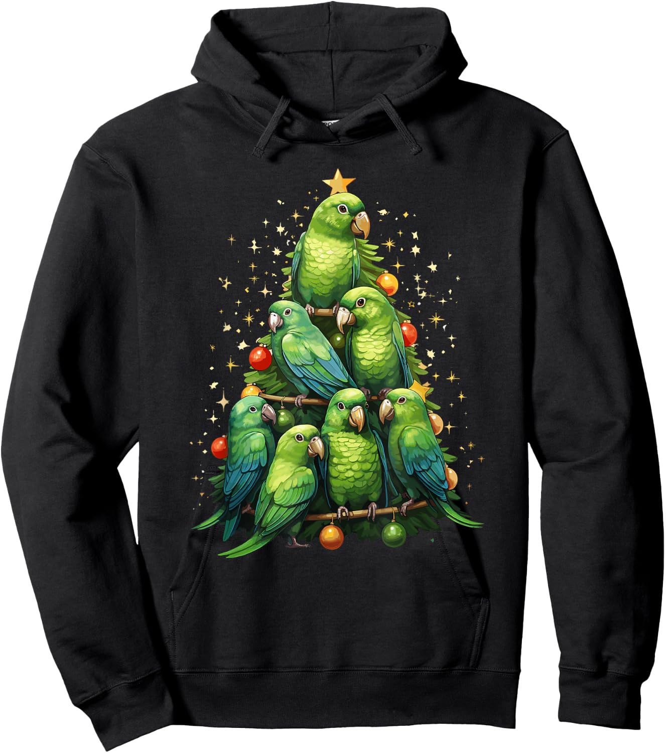 Green Cheek Conure Christmas Tree Ornament Parrot Bird Hoodie - Hoodie | Black