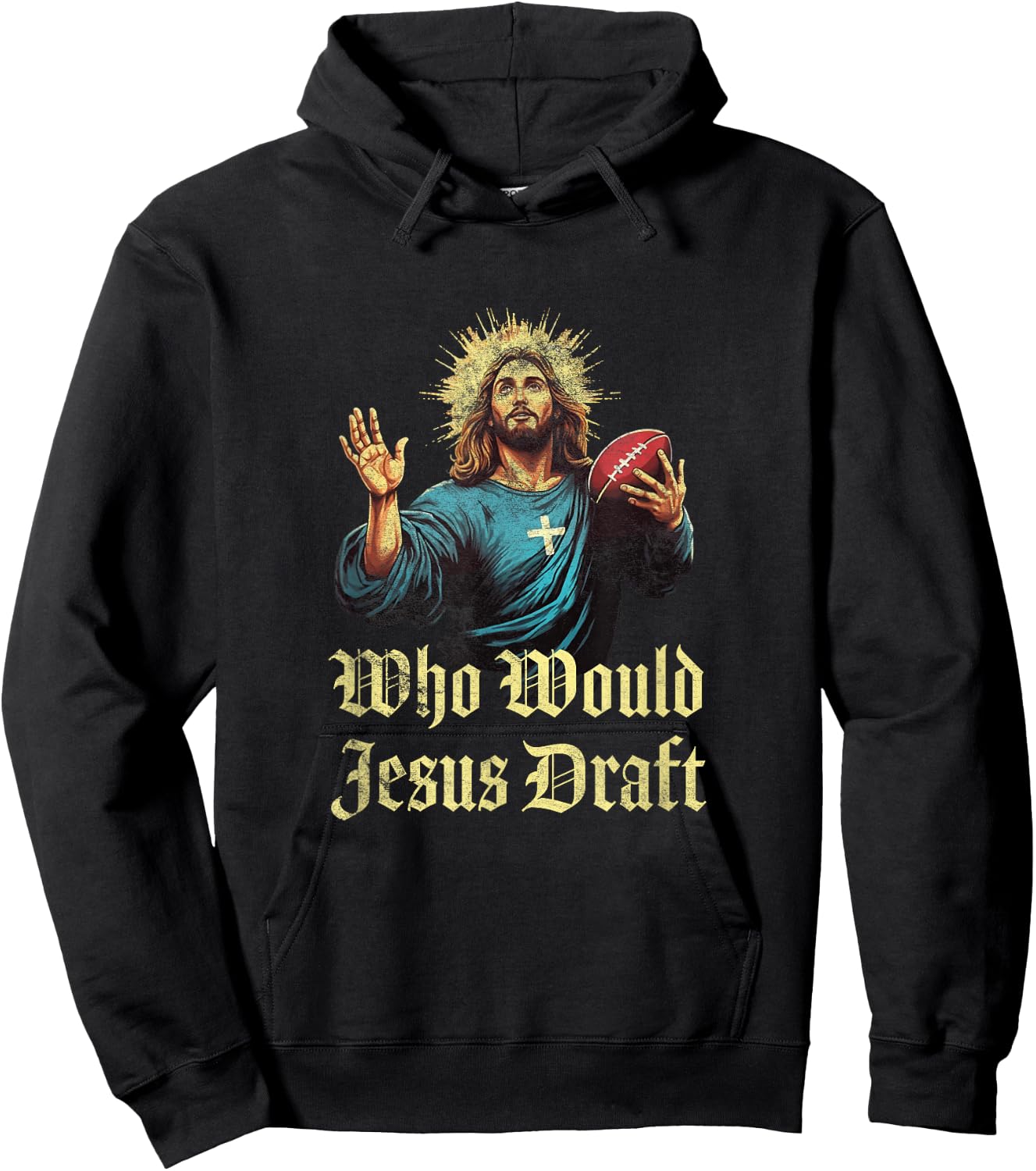 Who Would Jesus Draft Fantasy Football Christian Draft Party Hoodie - Hoodie | Black