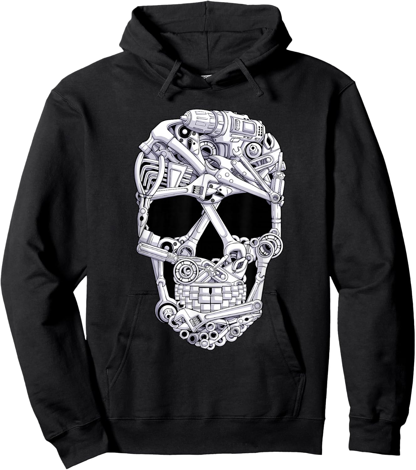 car Mechanic Tools Skull Garage Halloween Costume Skeleton Hoodie - Hoodie | Black