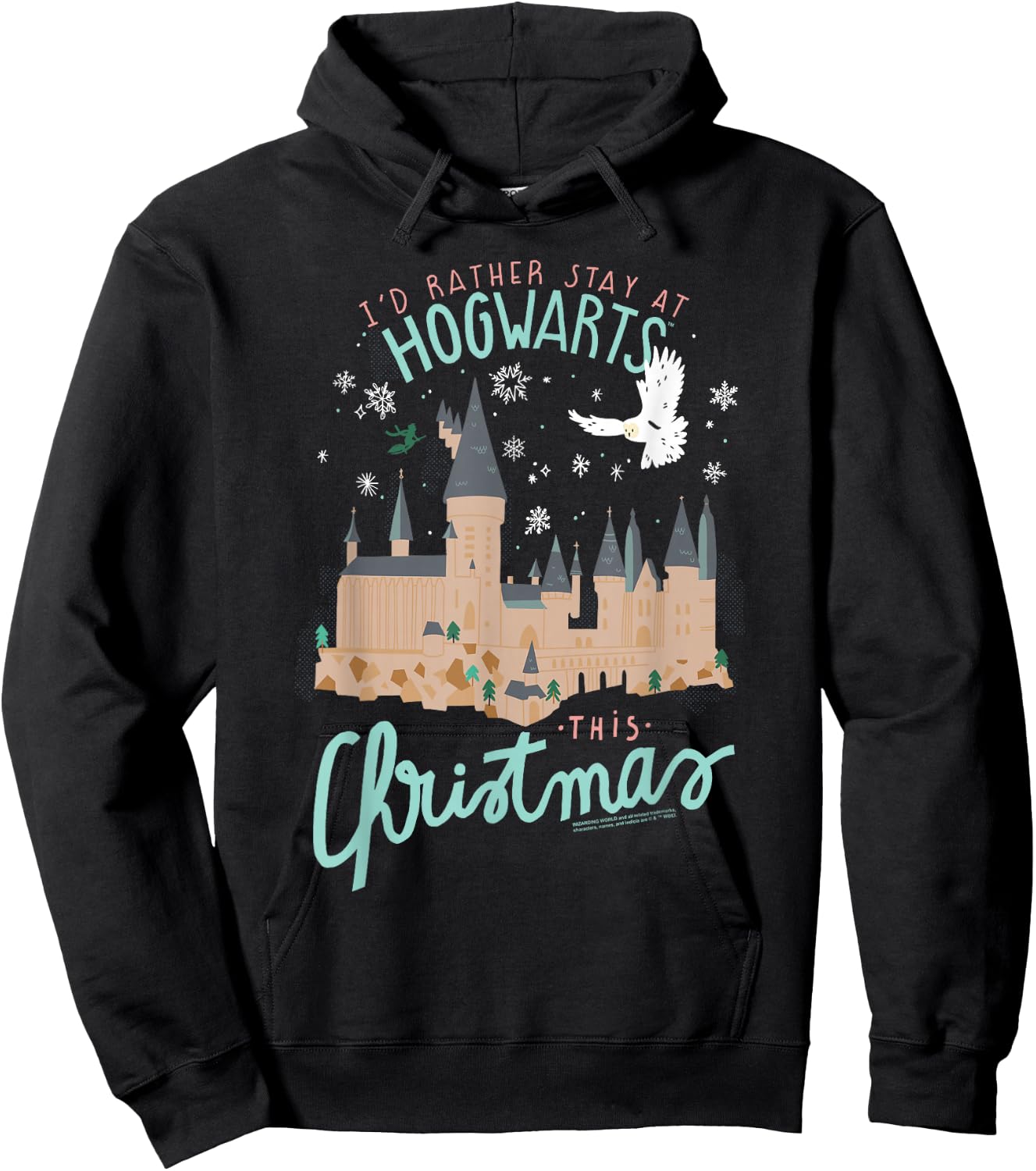 Harry Potter I'd Rather Stay At Hogwarts This Christmas Hoodie - Hoodie | Black
