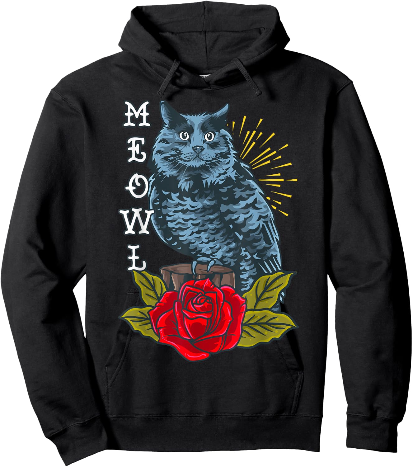 Meowl Cat and Owl Aesthetic Hybrid Animal Women Girls Kids Hoodie - Hoodie | Black