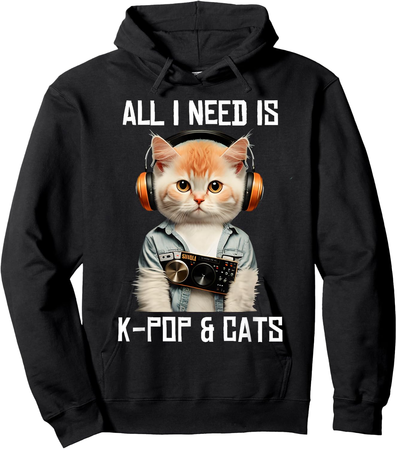 All I Need Is K-Pop and Cats KPop Music Outfit Dress Korean Hoodie - Hoodie | Black