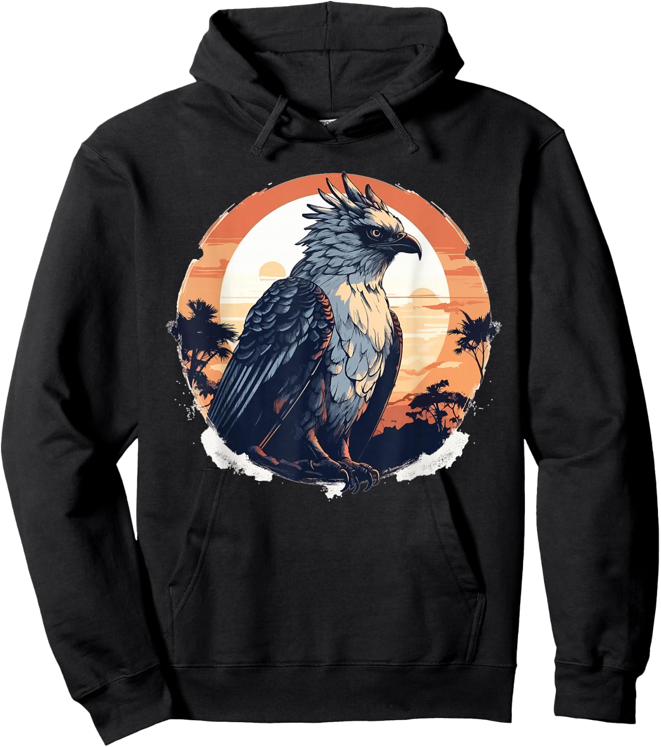 Harpy Eagle - VINTAGE Illustration Graphic Hoodie - Hoodie | Black