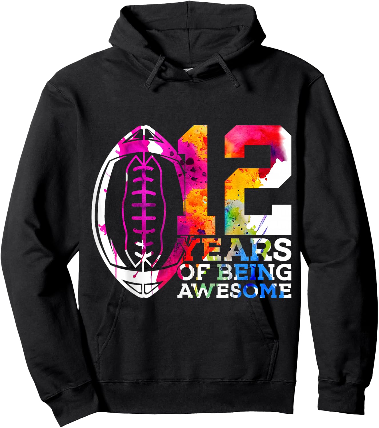 12 Years of Being Awesome Football 12th Birthday Hoodie - Hoodie | Black