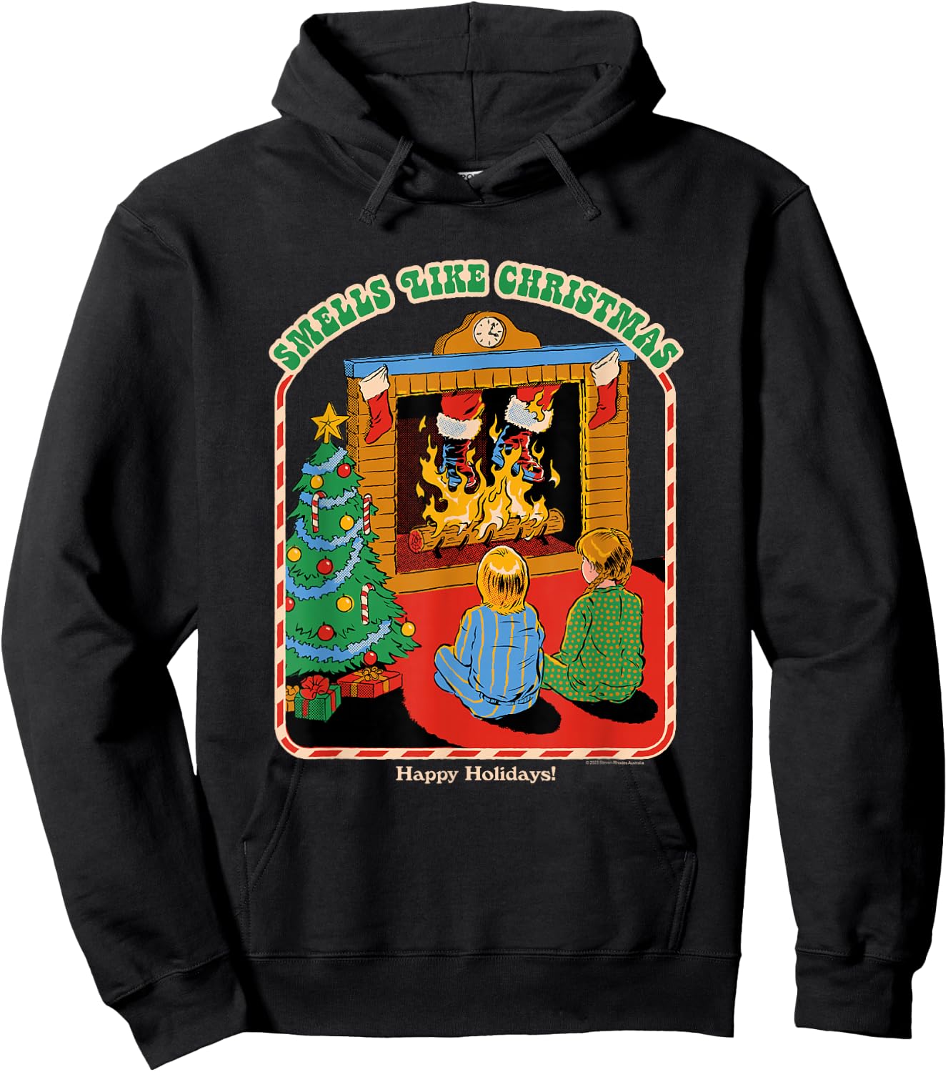 Steven Rhodes Smells Like Christmas Santa Retro Dark Humor Hoodie - Hoodie | Black