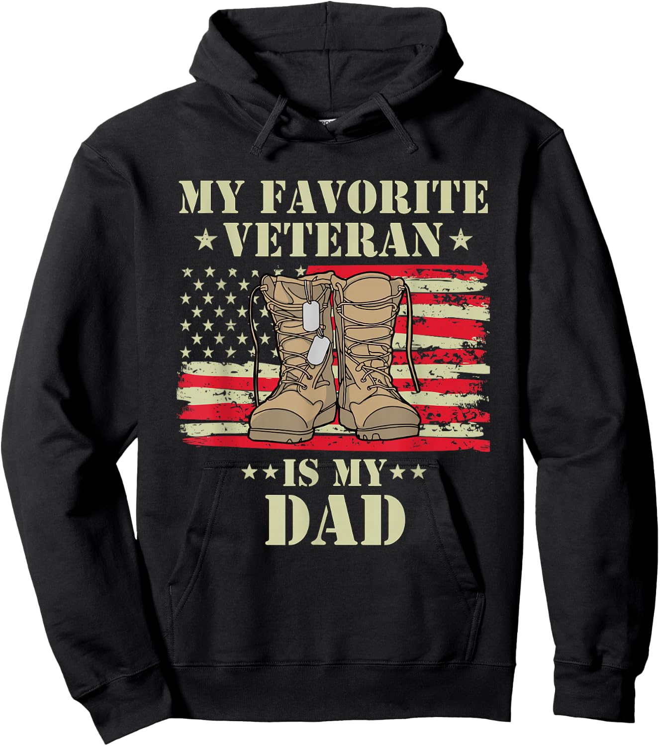 Father Veterans Day My Favorite Veteran is My Dad Proud Kids Hoodie - Hoodie | Black