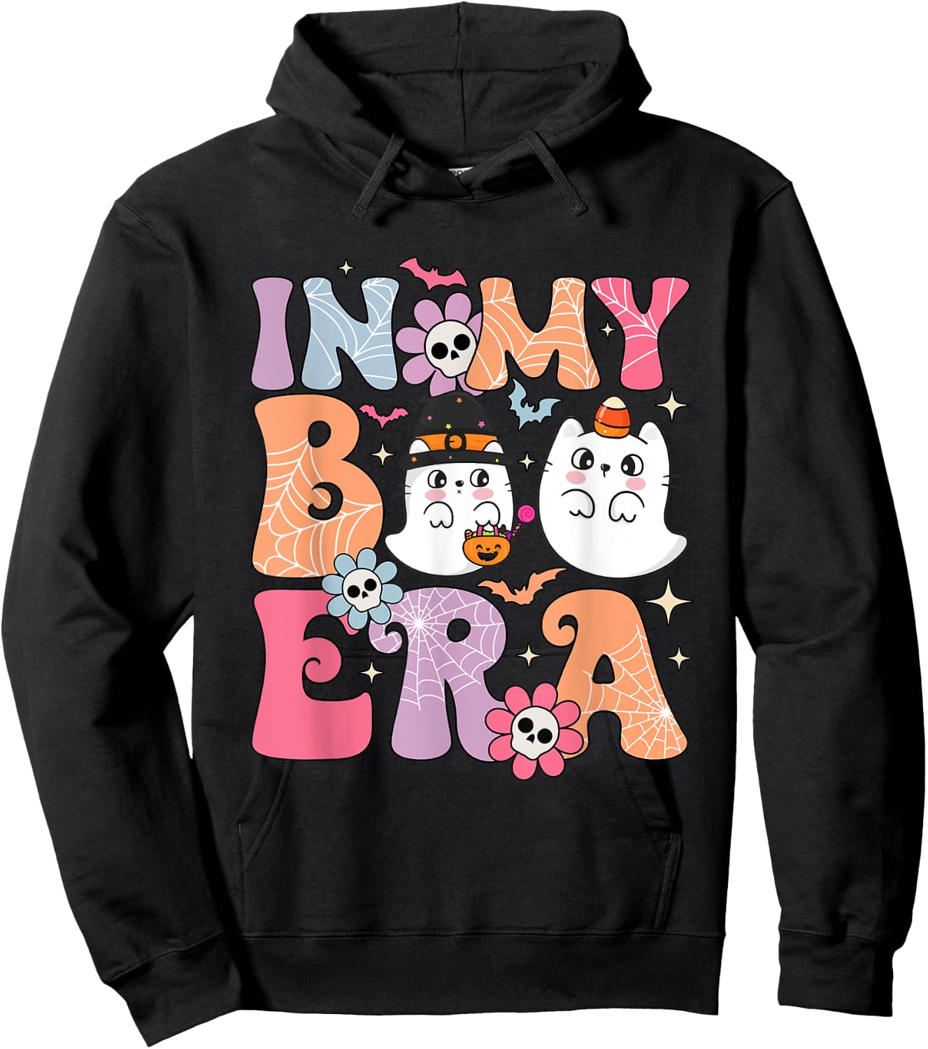 In My Boo Era Retro Cute Little Ghost Boo Halloween Costume Hoodie - Hoodie | Black