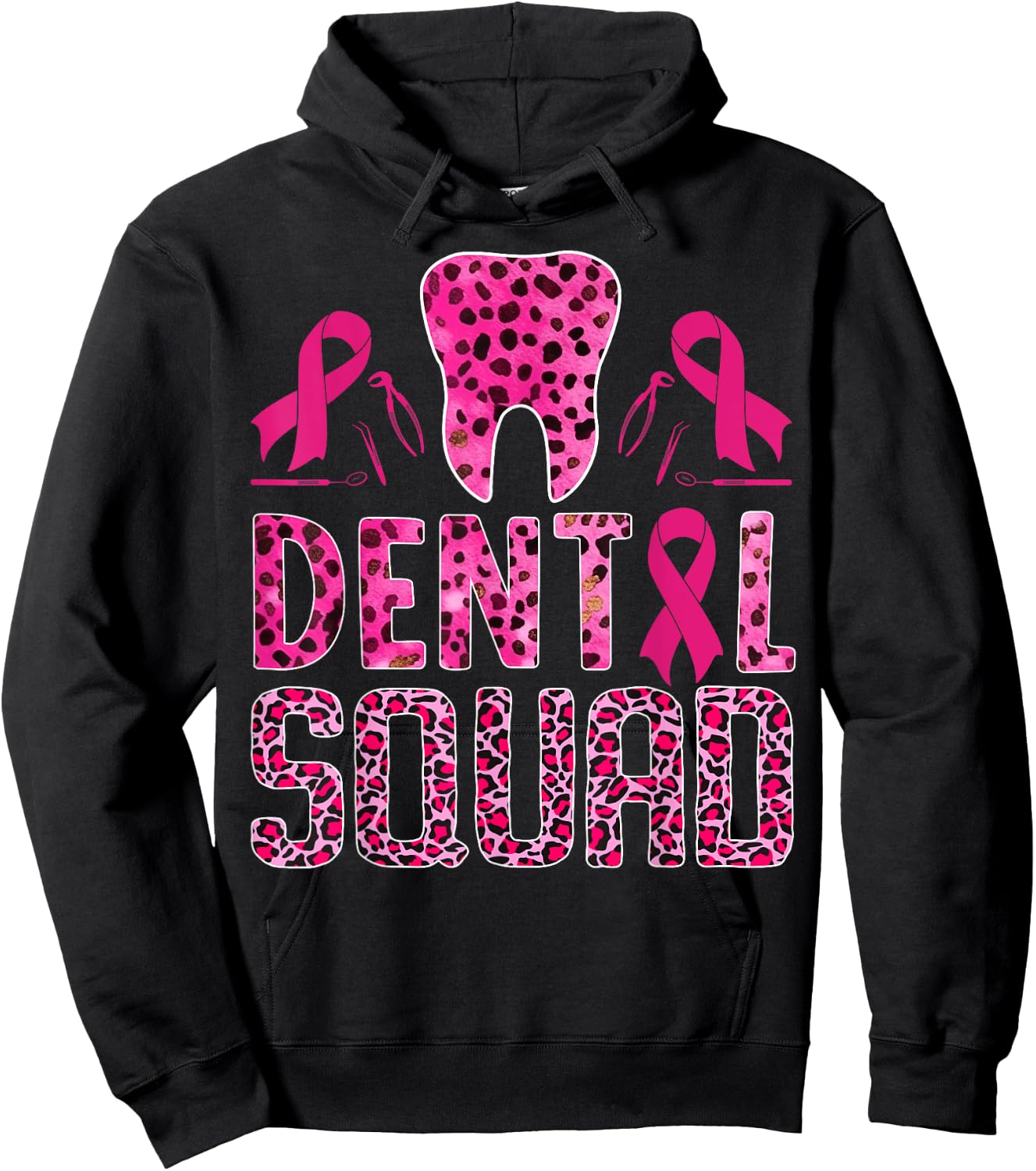 Dental Squad With Teeth Breast Cancer Awareness Warrior Hoodie - Hoodie | Black